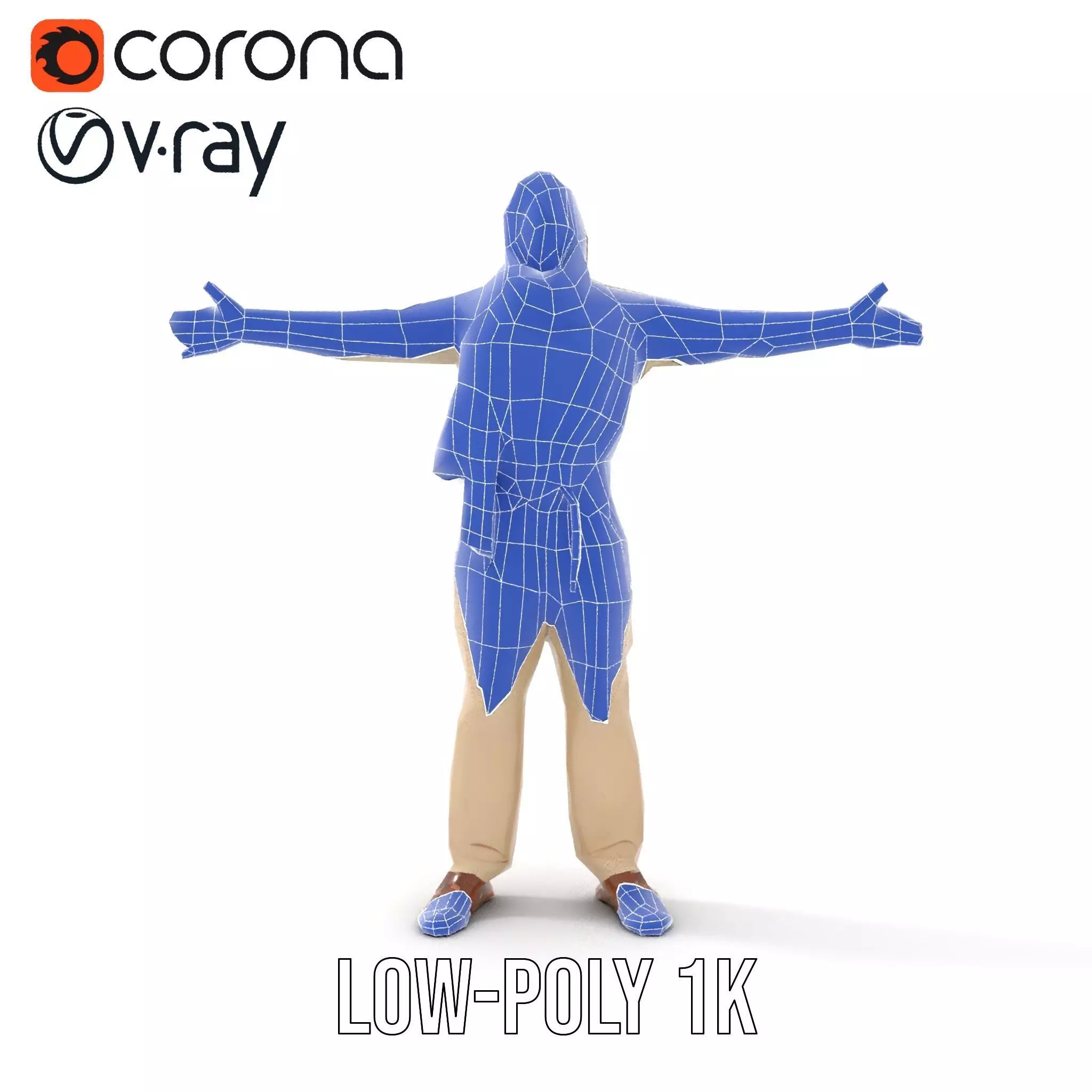 Stylish Standing Human Model Pack with Outfit and Scarf Low-poly 3D model_9