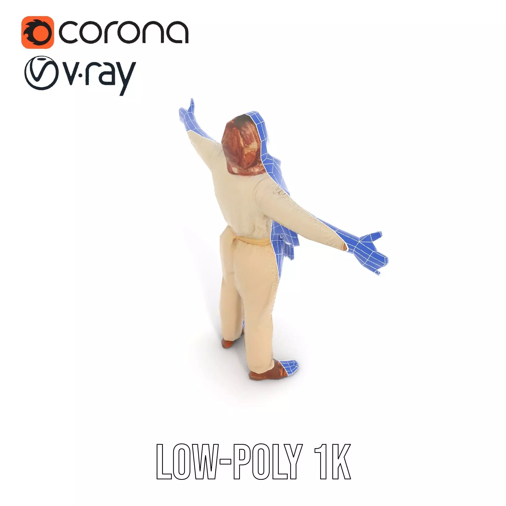 Stylish Standing Human Model Pack with Outfit and Scarf Low-poly 3D model_11