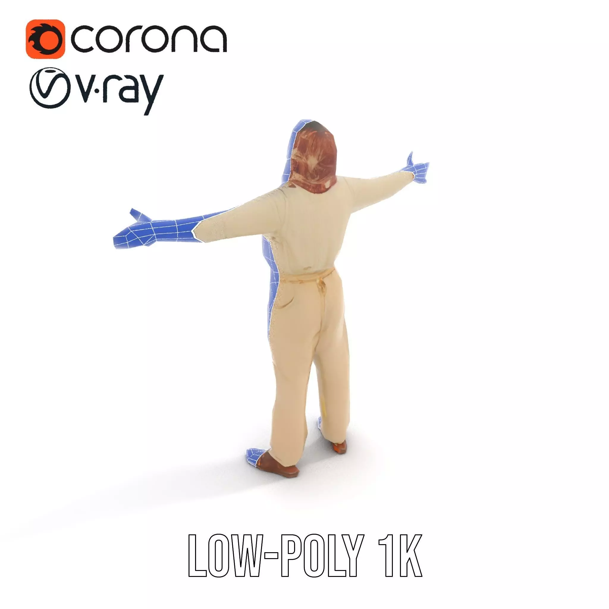 Stylish Standing Human Model Pack with Outfit and Scarf Low-poly 3D model_17