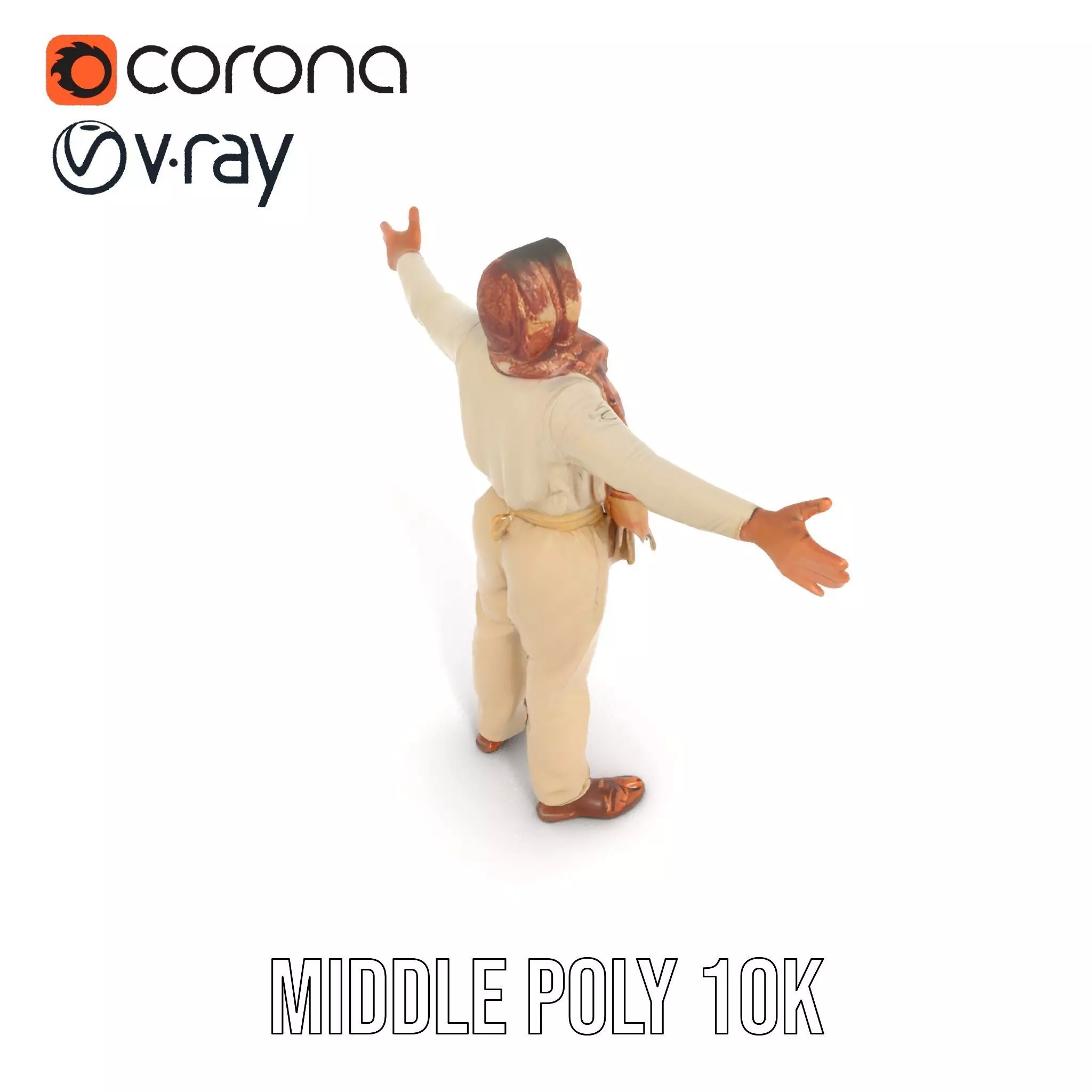 Stylish Standing Human Model Pack with Outfit and Scarf Low-poly 3D model_19