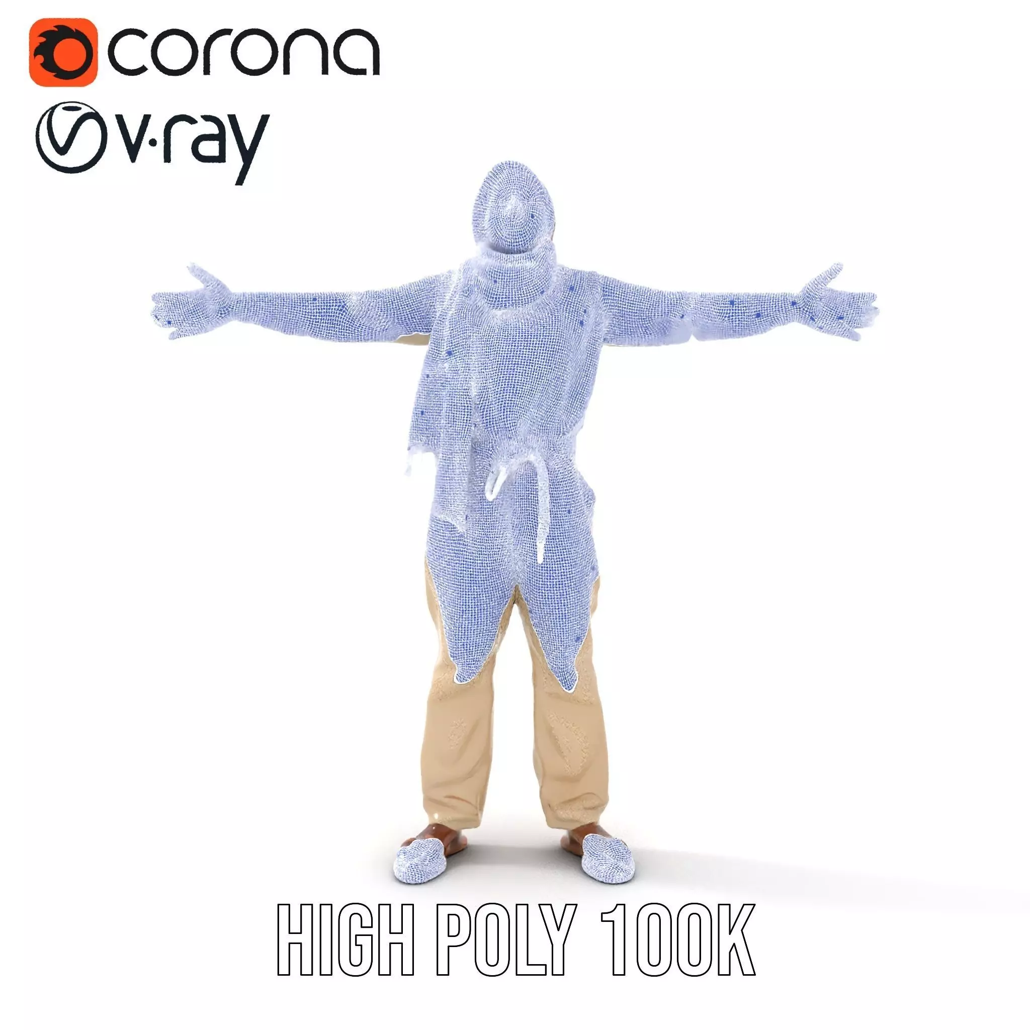 Stylish Standing Human Model Pack with Outfit and Scarf Low-poly 3D model_30