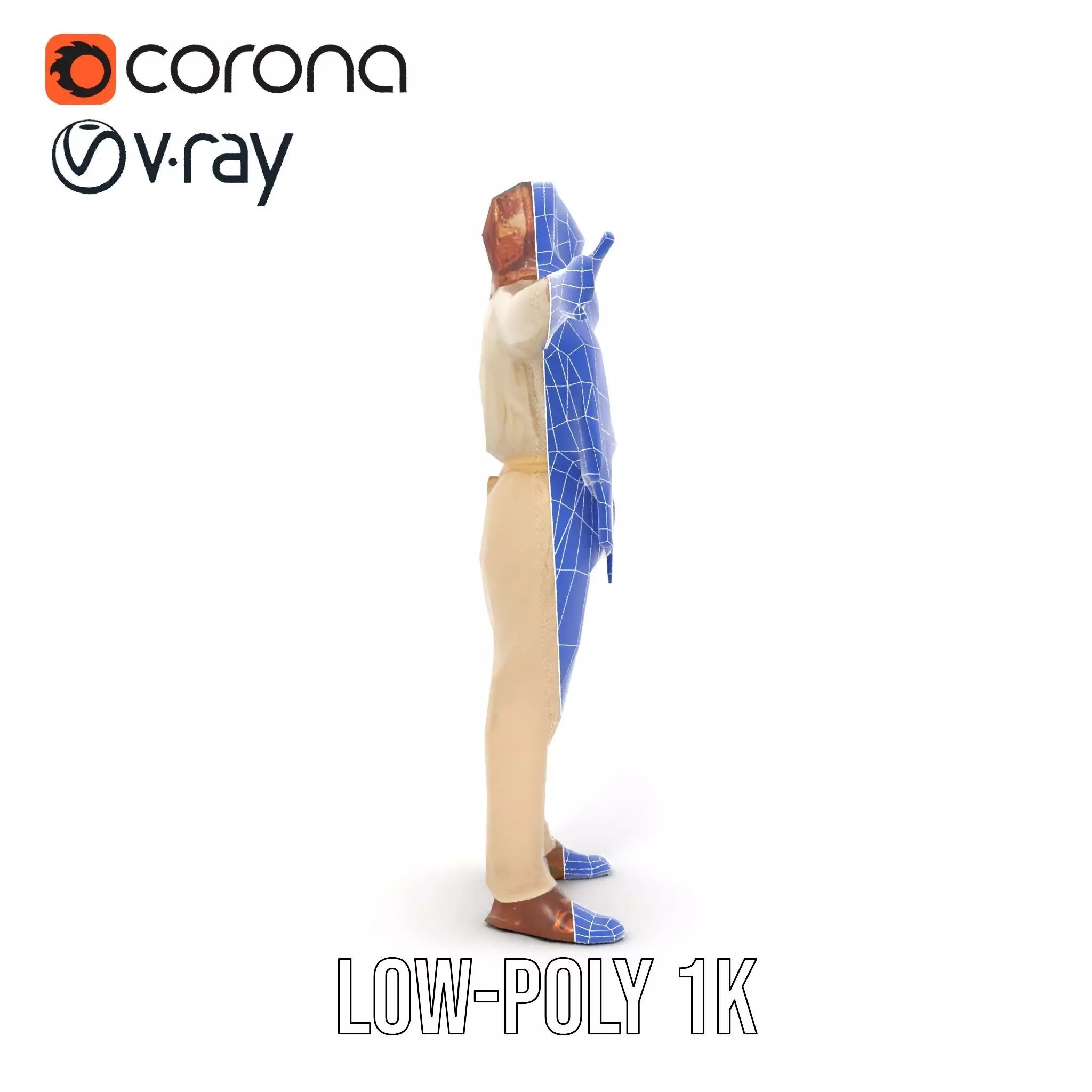 Stylish Standing Human Model Pack with Outfit and Scarf Low-poly 3D model_32