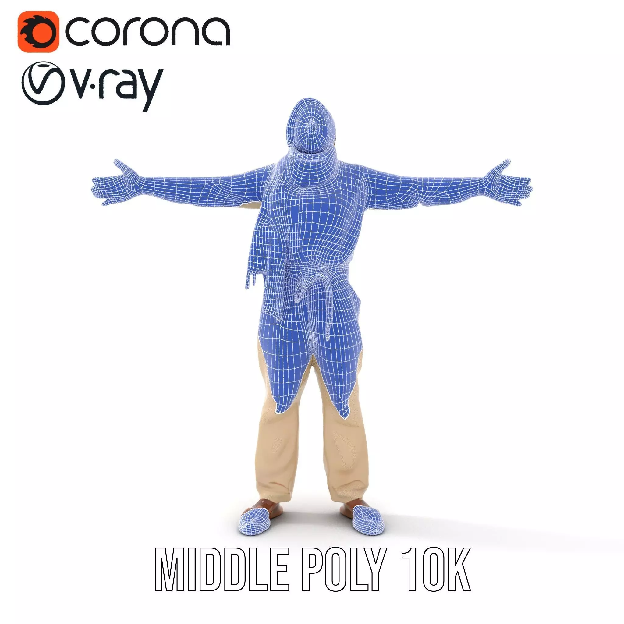 Stylish Standing Human Model Pack with Outfit and Scarf Low-poly 3D model_31