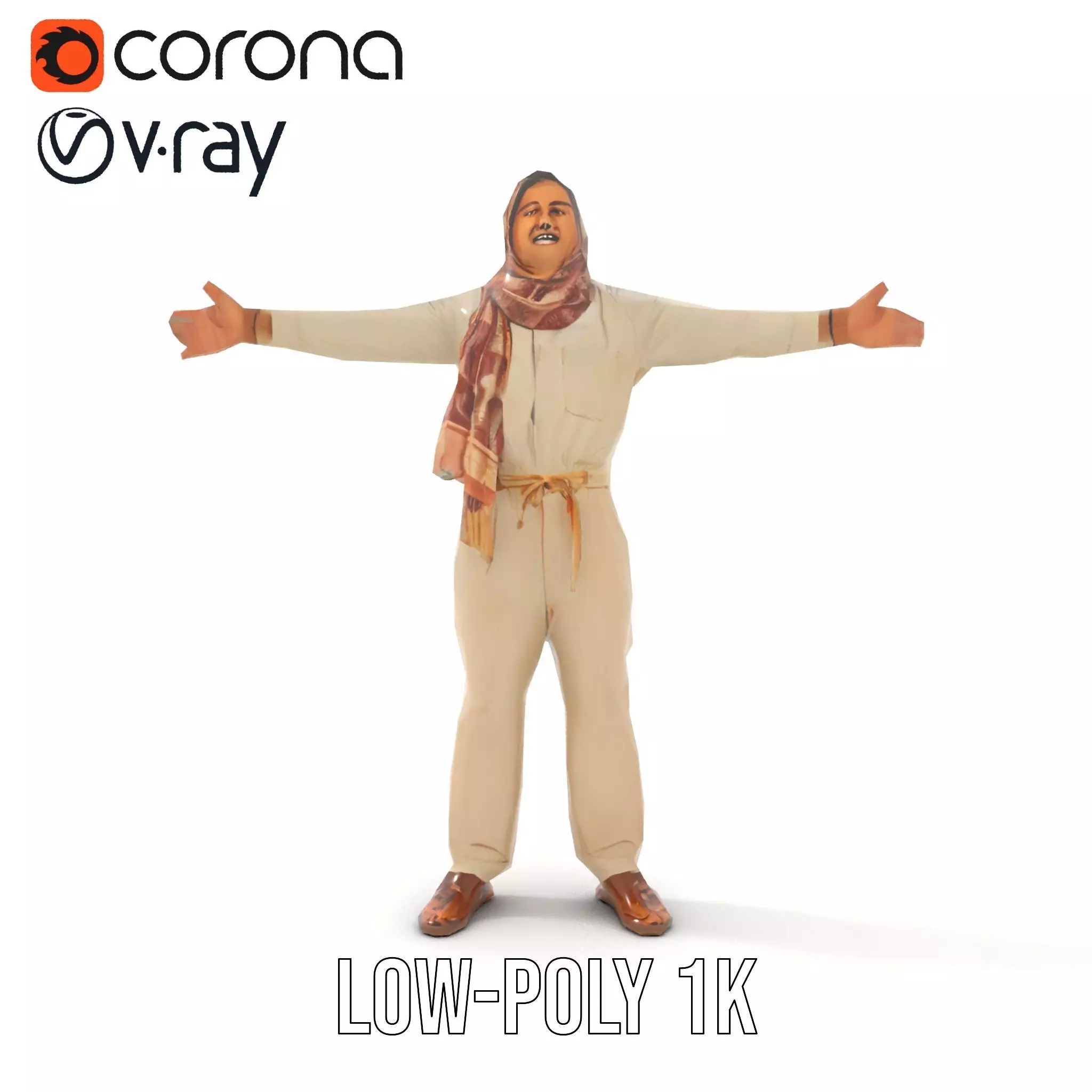 Stylish Standing Human Model Pack with Outfit and Scarf Low-poly 3D model_26