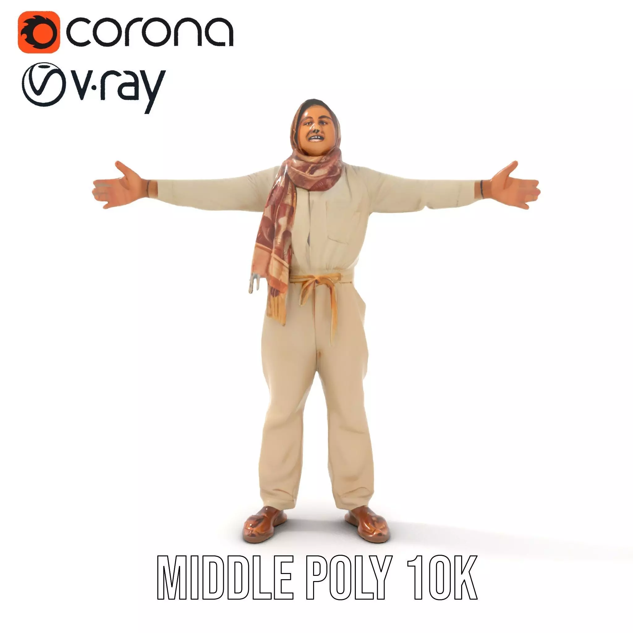Stylish Standing Human Model Pack with Outfit and Scarf Low-poly 3D model_16