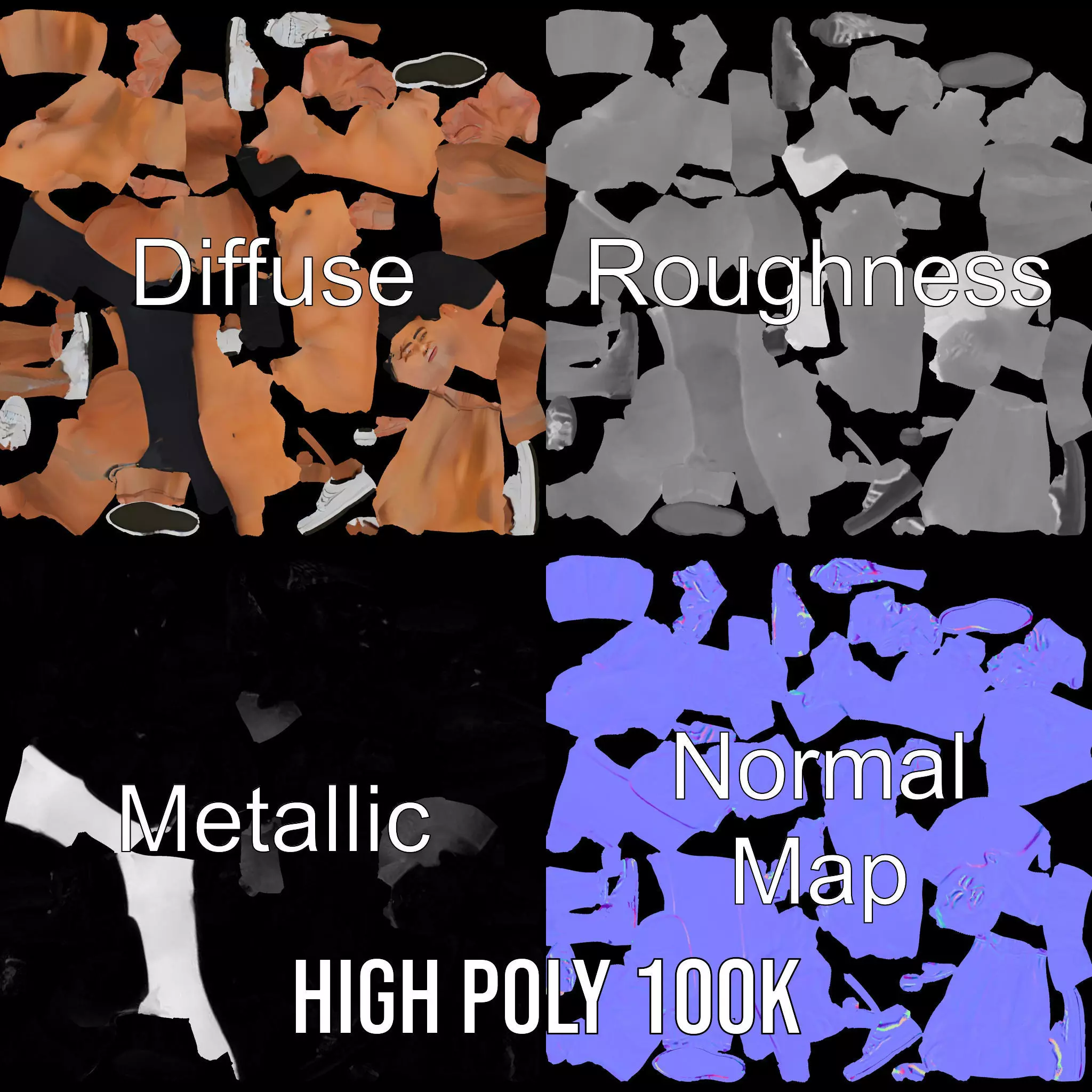 Dynamic Athletic Male Character Model Pack Low-poly 3D model_3