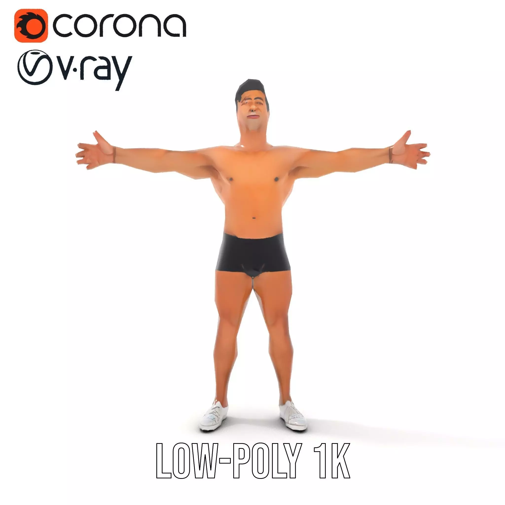 Dynamic Athletic Male Character Model Pack Low-poly 3D model_13