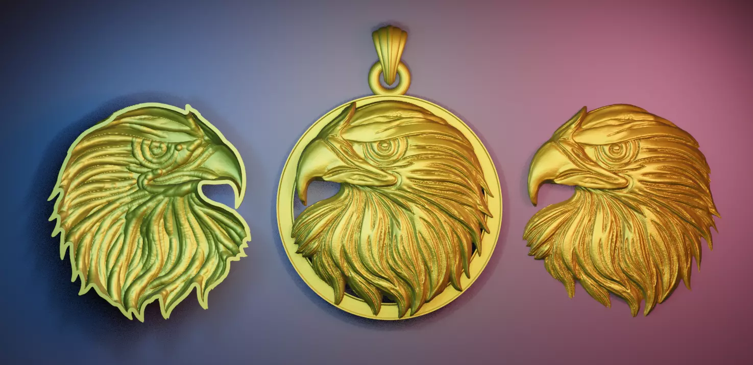 Eagle Head Pendant 3D Model 3D print model_6