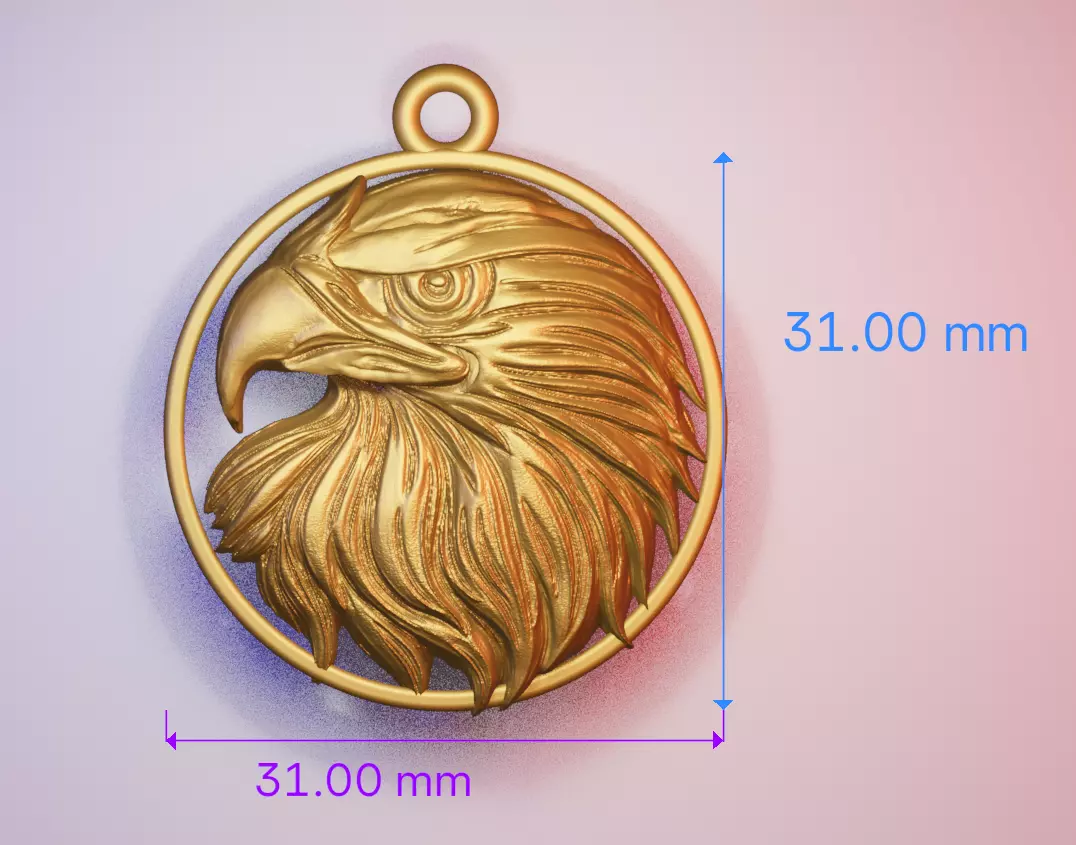 Eagle Head Pendant 3D Model 3D print model_20