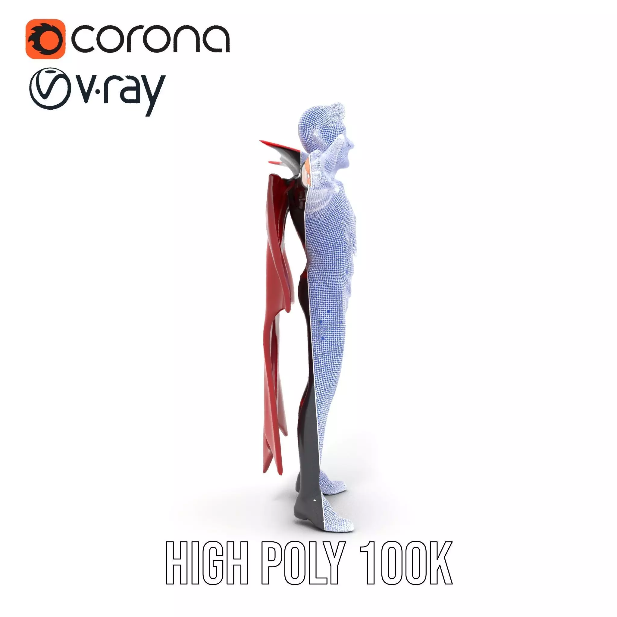 Vampire Character Model Pack with Detailed Cape Low-poly 3D model_34