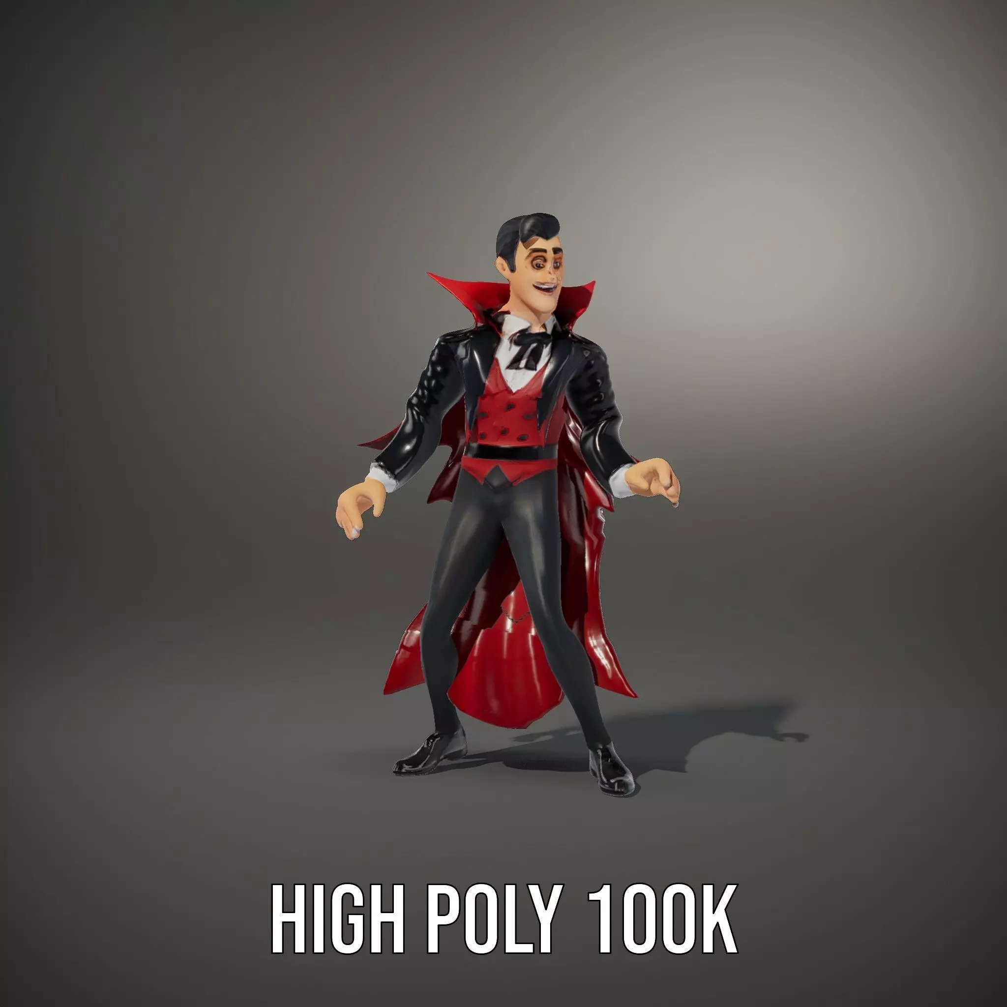 Vampire Character Model Pack with Detailed Cape Low-poly 3D model_30
