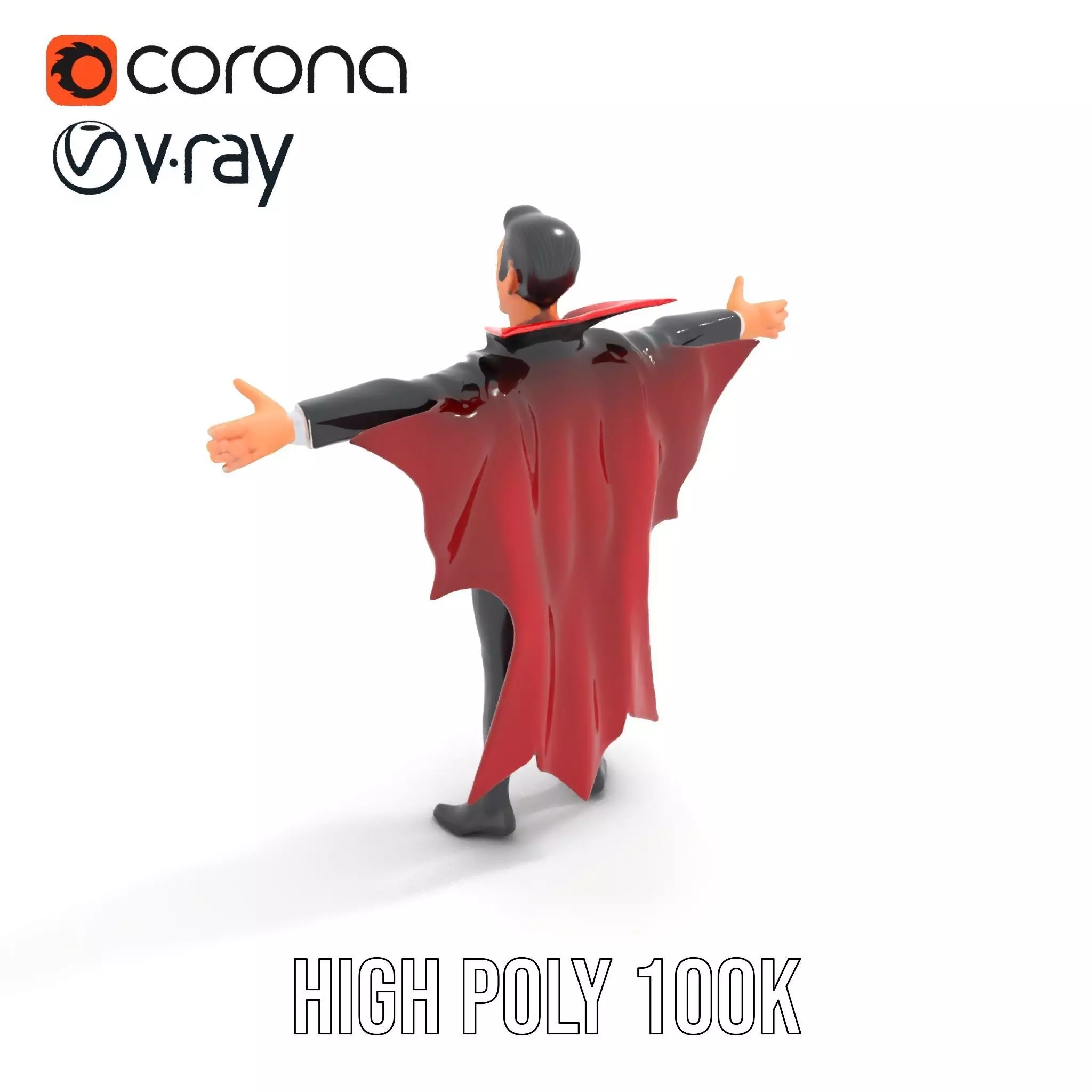 Vampire Character Model Pack with Detailed Cape Low-poly 3D model_15