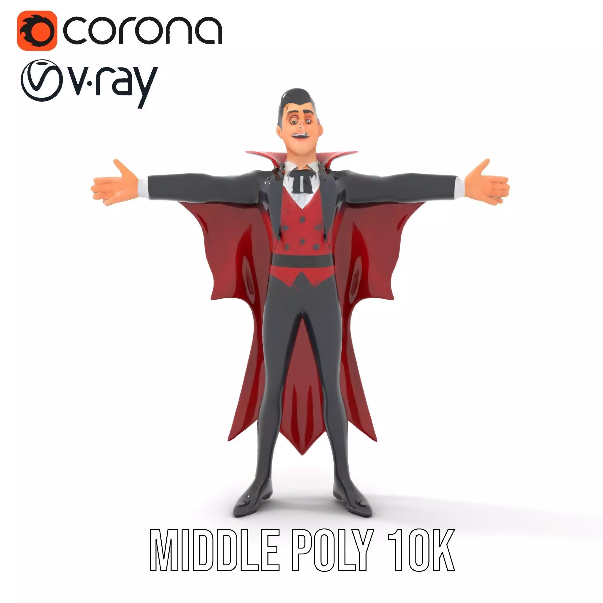 Vampire Character Model Pack with Detailed Cape Low-poly 3D model_19