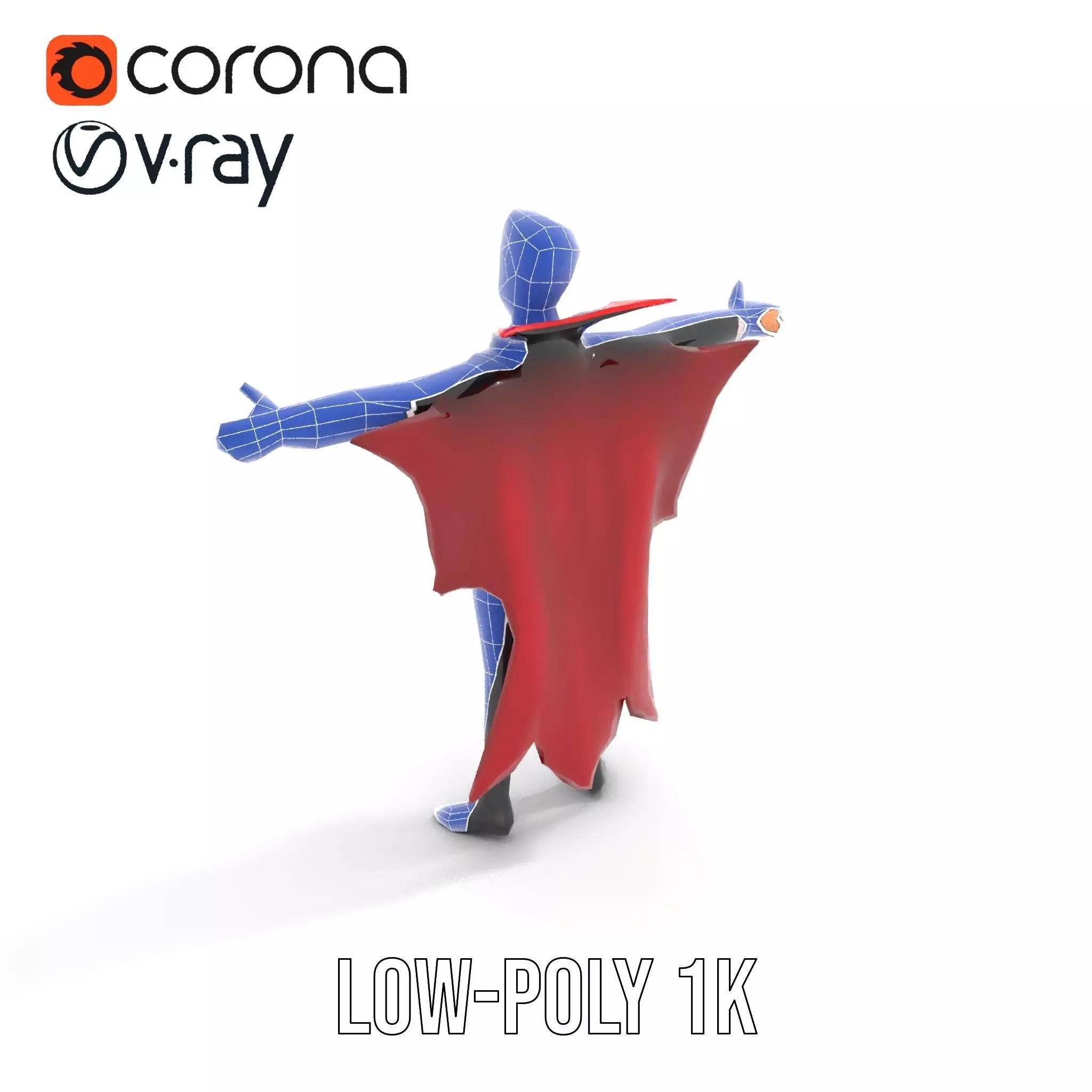 Vampire Character Model Pack with Detailed Cape Low-poly 3D model_32