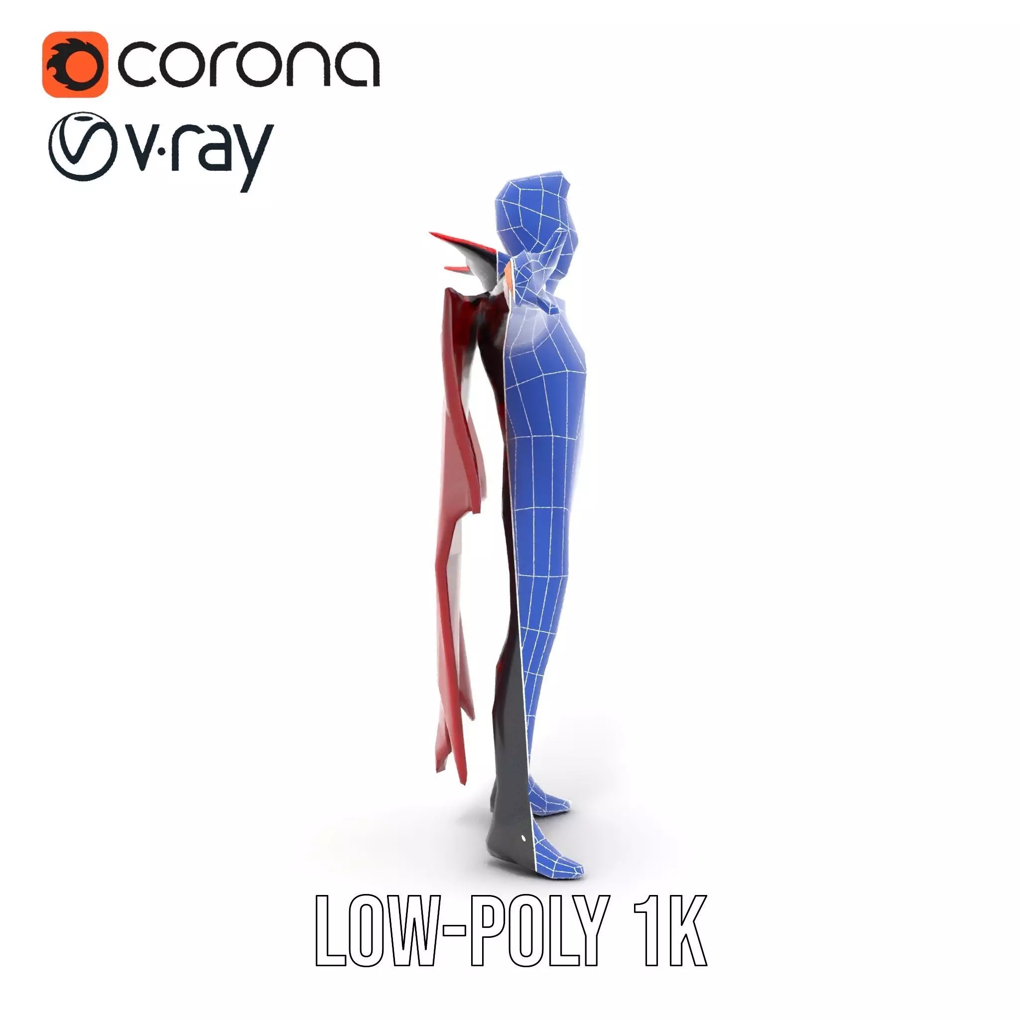 Vampire Character Model Pack with Detailed Cape Low-poly 3D model_23