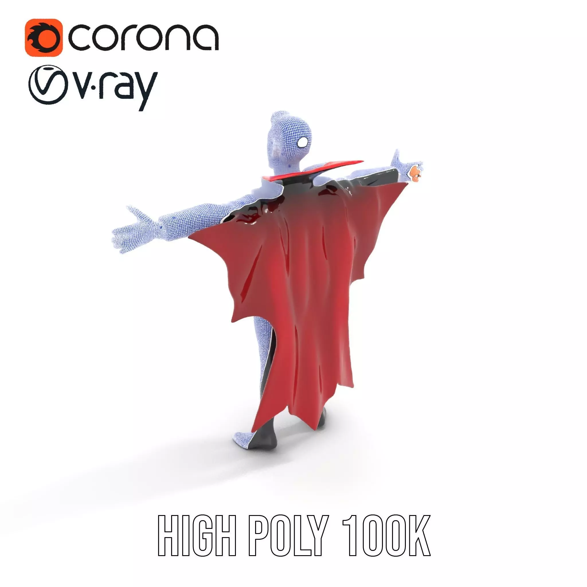 Vampire Character Model Pack with Detailed Cape Low-poly 3D model_27