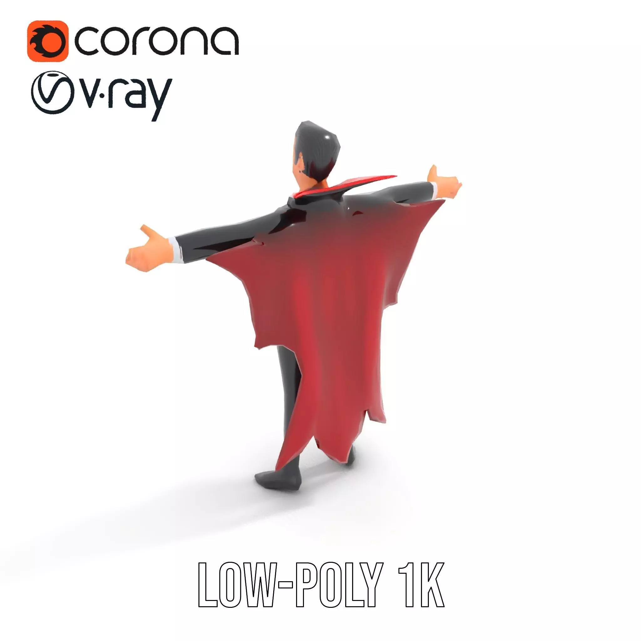 Vampire Character Model Pack with Detailed Cape Low-poly 3D model_20