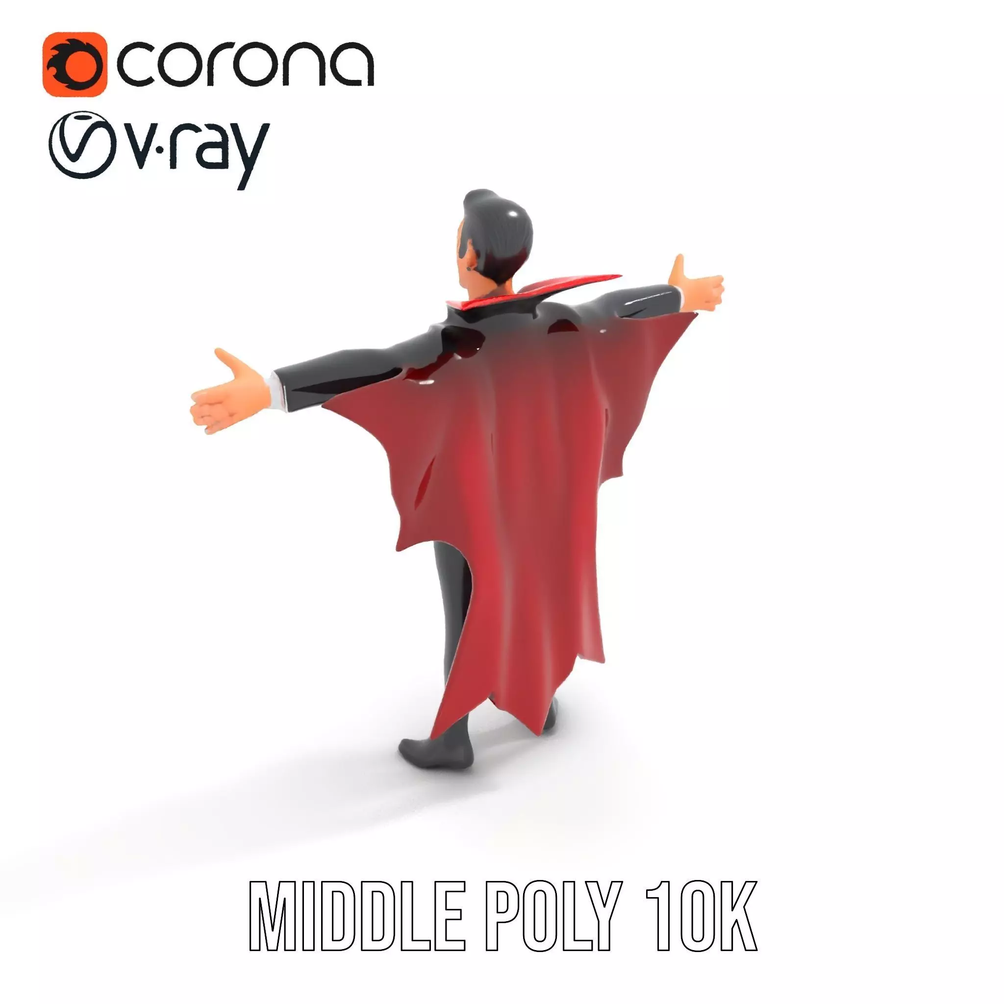Vampire Character Model Pack with Detailed Cape Low-poly 3D model_25