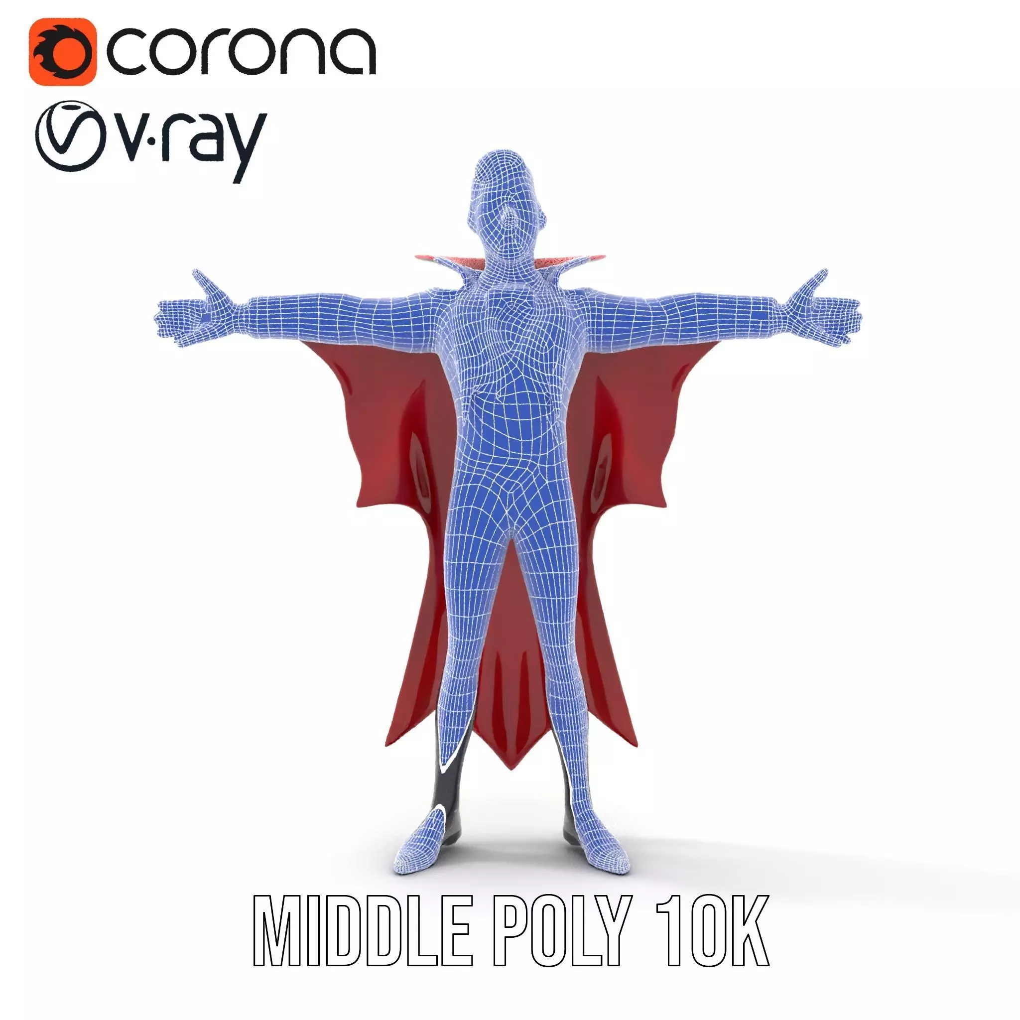 Vampire Character Model Pack with Detailed Cape Low-poly 3D model_28