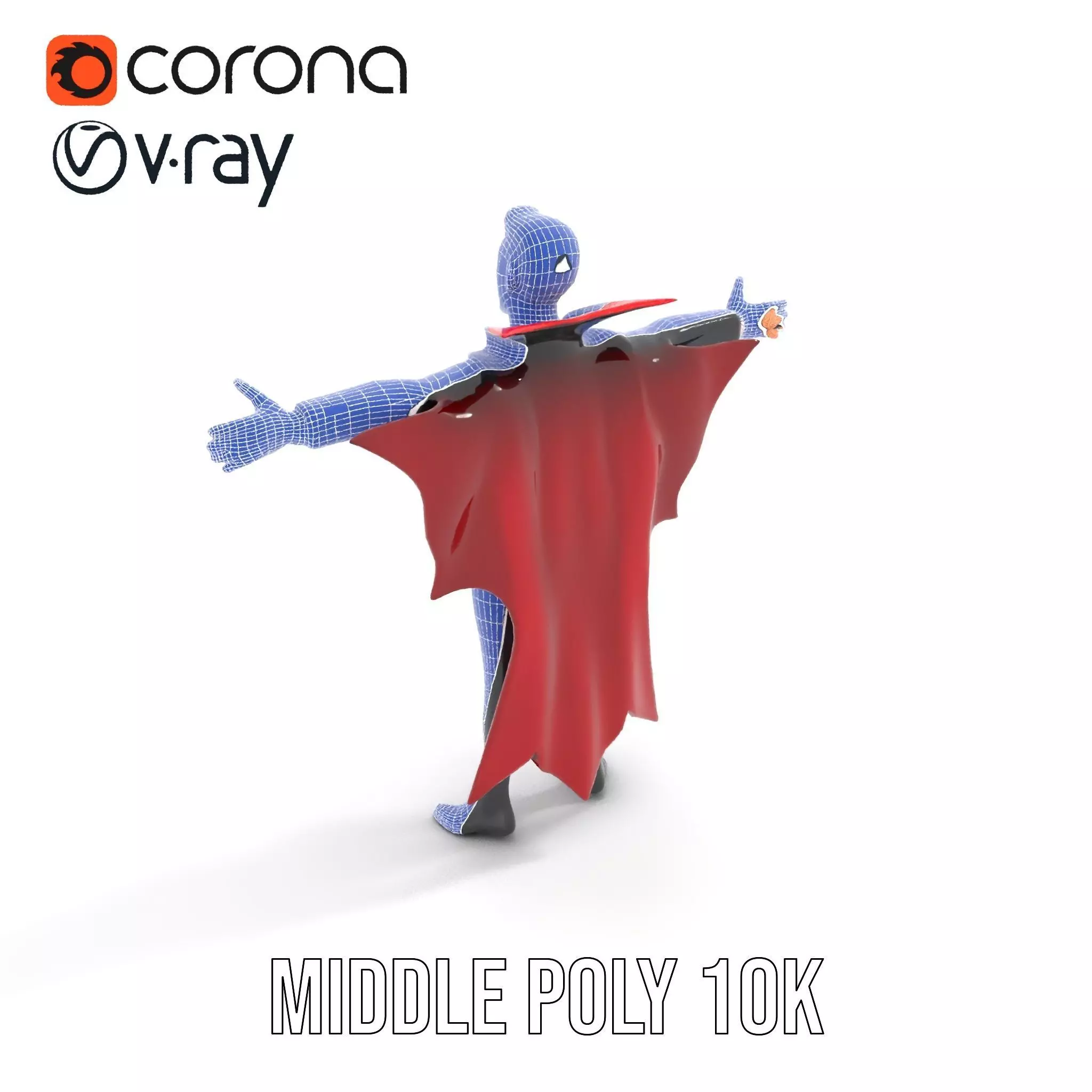 Vampire Character Model Pack with Detailed Cape Low-poly 3D model_22