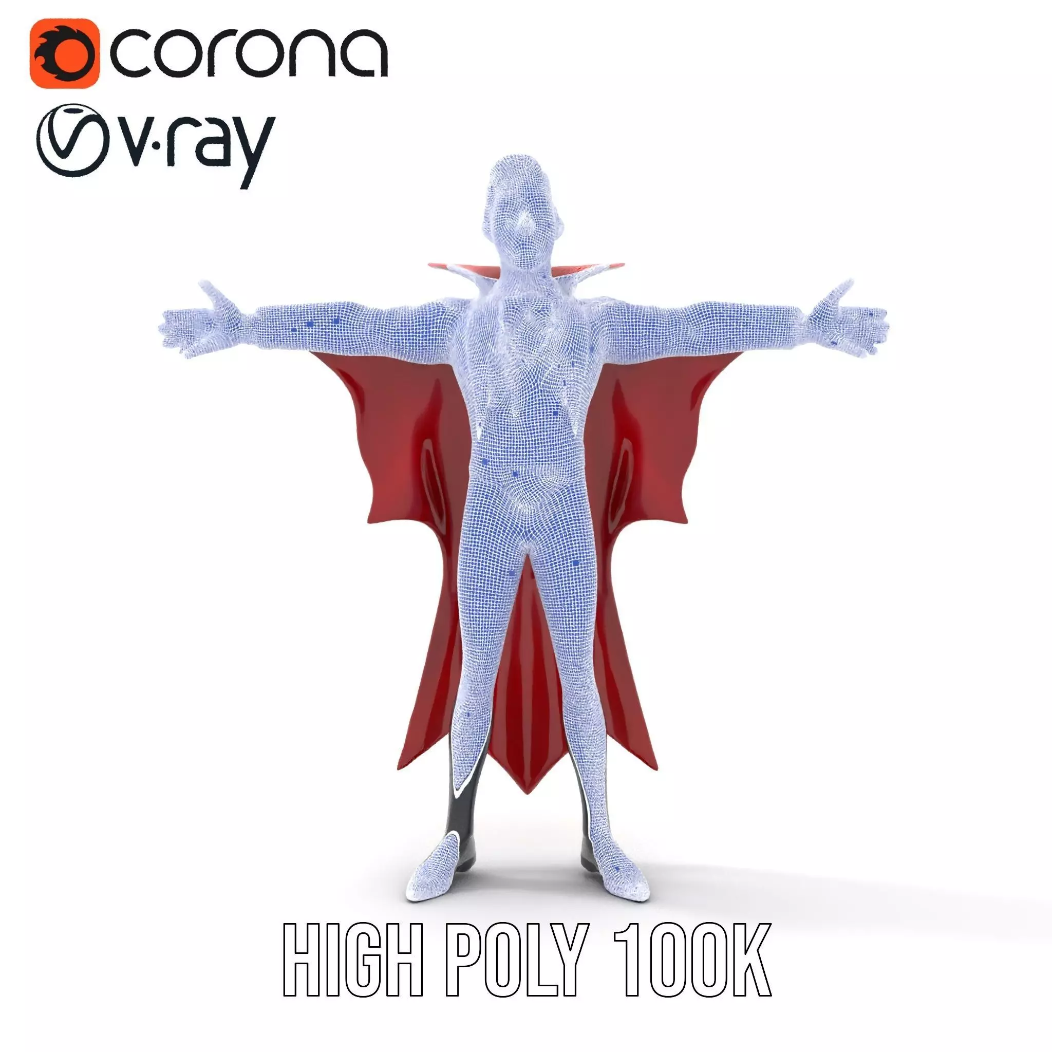 Vampire Character Model Pack with Detailed Cape Low-poly 3D model_33