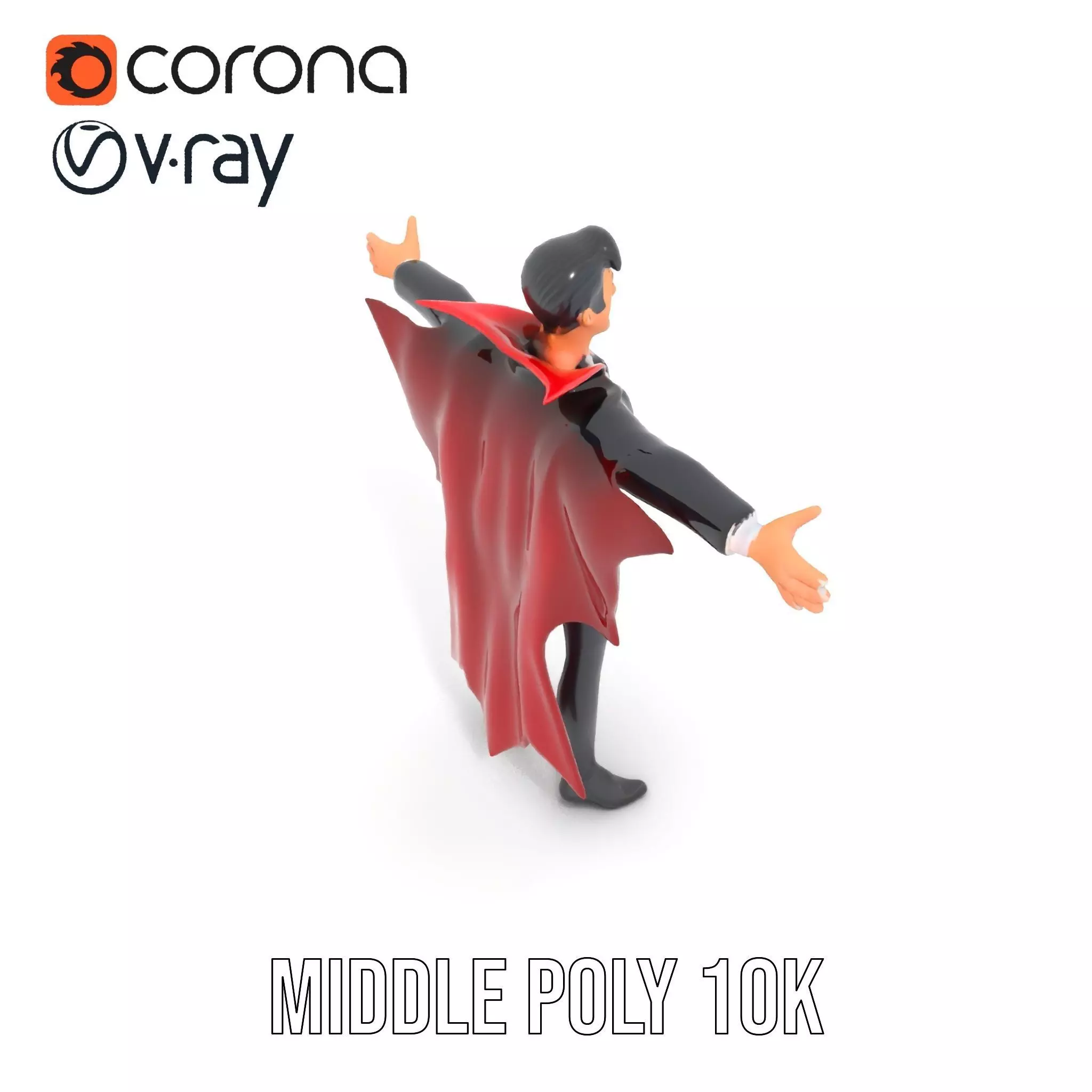 Vampire Character Model Pack with Detailed Cape Low-poly 3D model_16