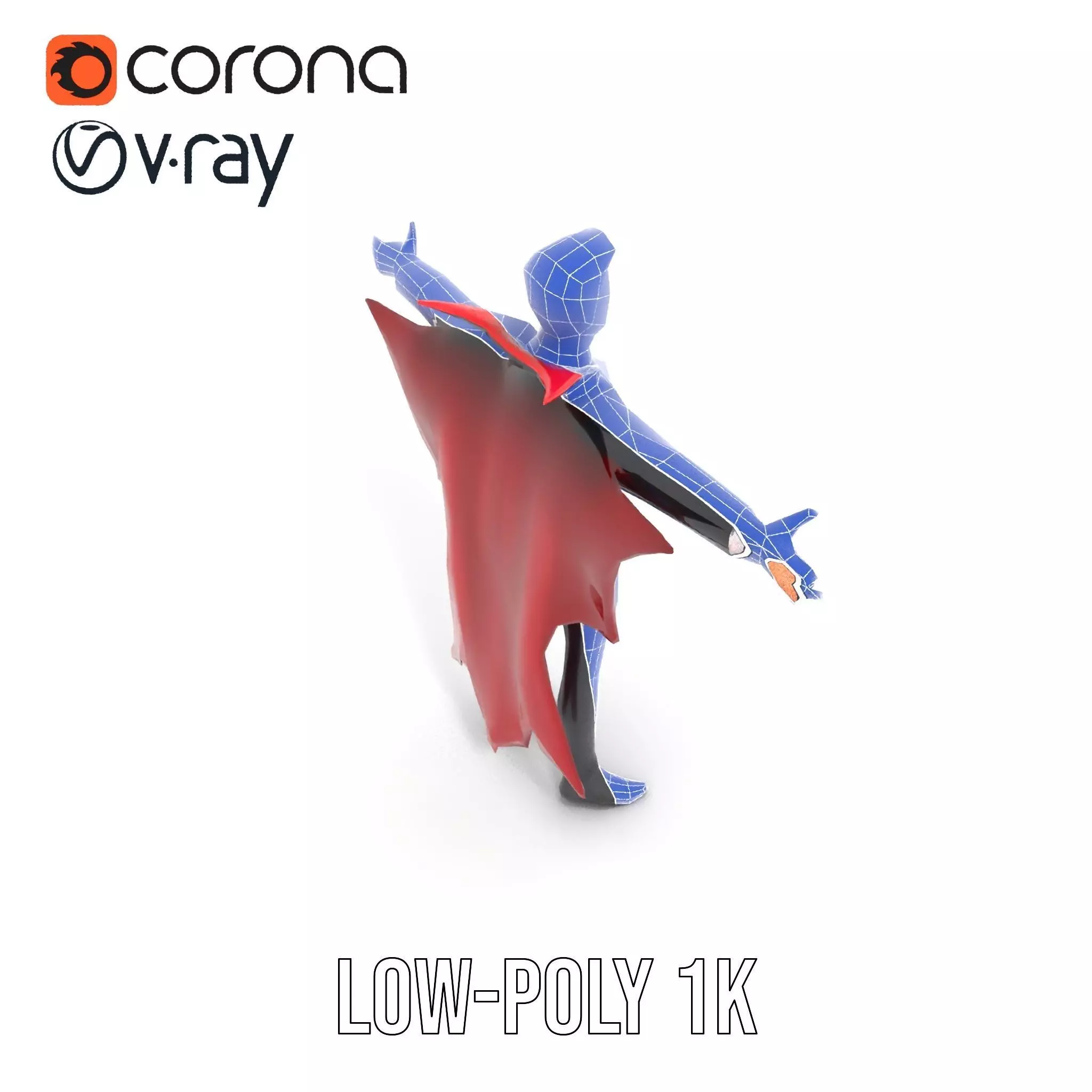 Vampire Character Model Pack with Detailed Cape Low-poly 3D model_14