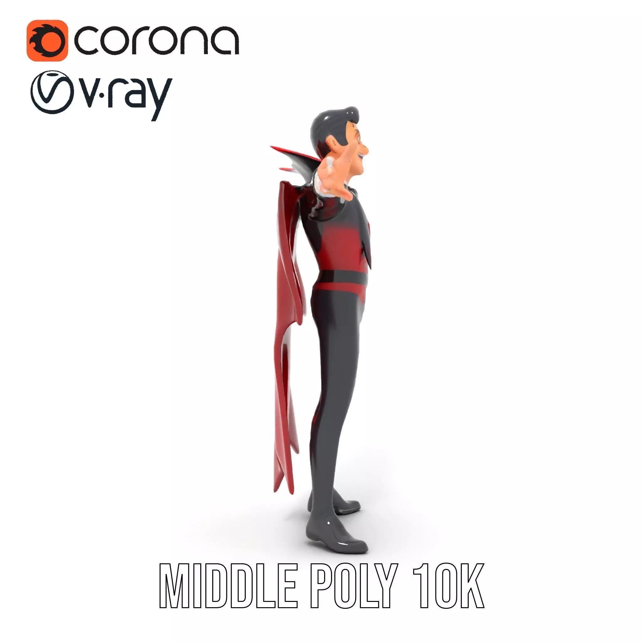 Vampire Character Model Pack with Detailed Cape Low-poly 3D model_6