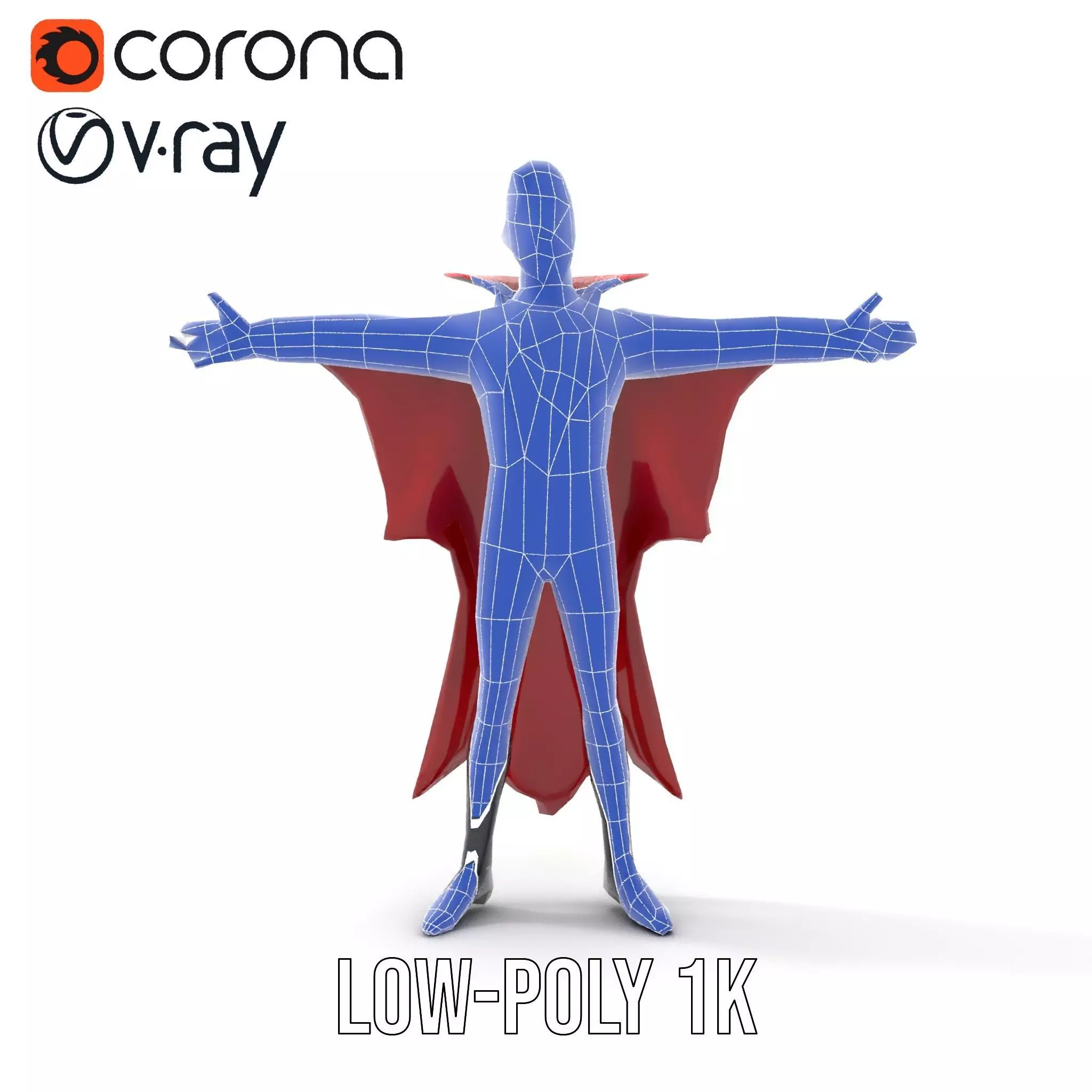 Vampire Character Model Pack with Detailed Cape Low-poly 3D model_12