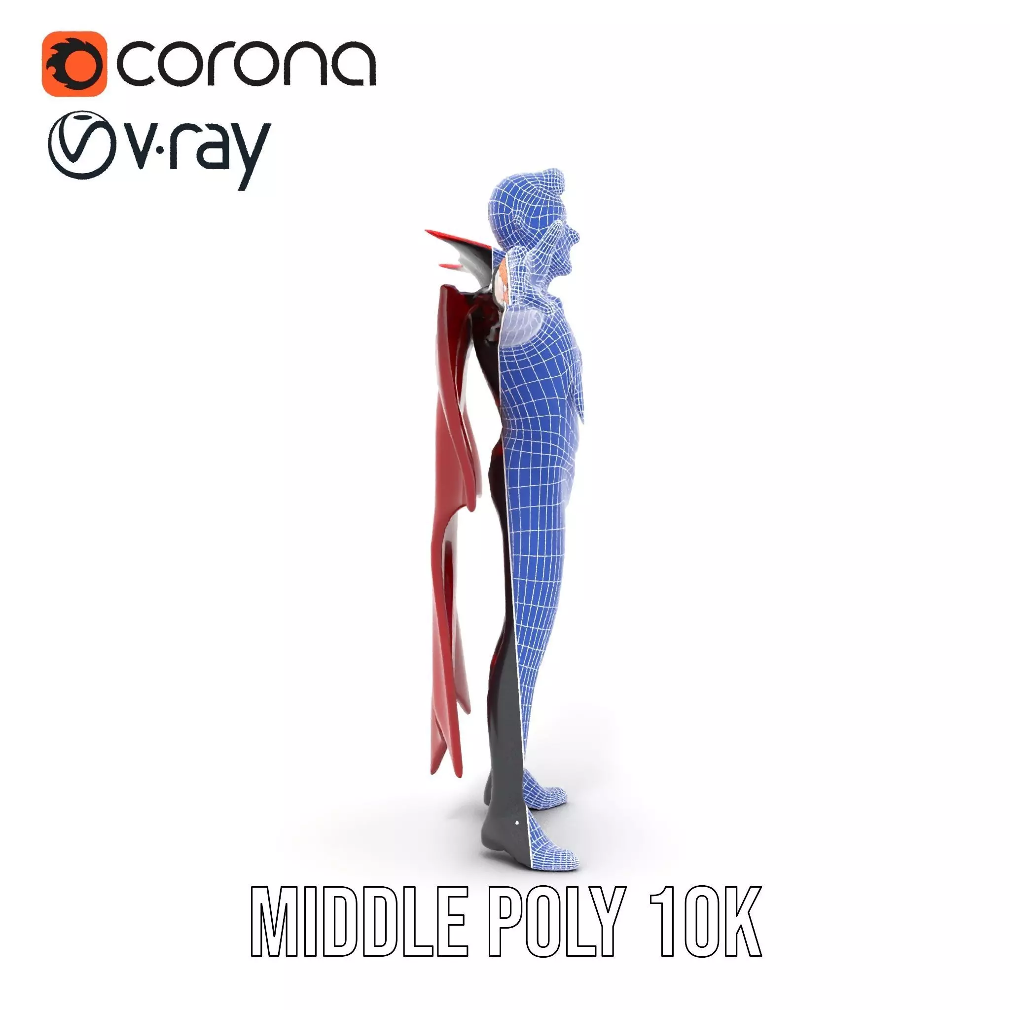 Vampire Character Model Pack with Detailed Cape Low-poly 3D model_31