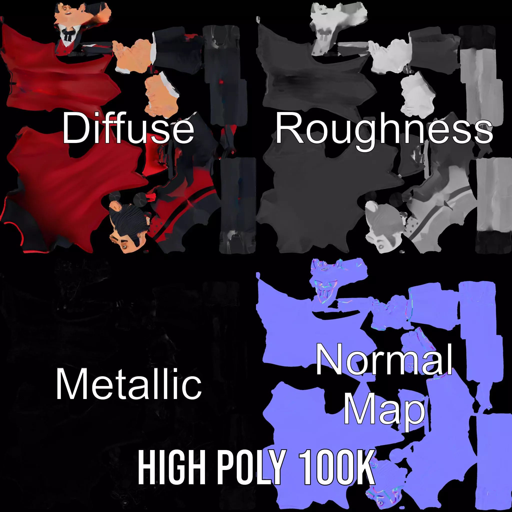 Vampire Character Model Pack with Detailed Cape Low-poly 3D model_4