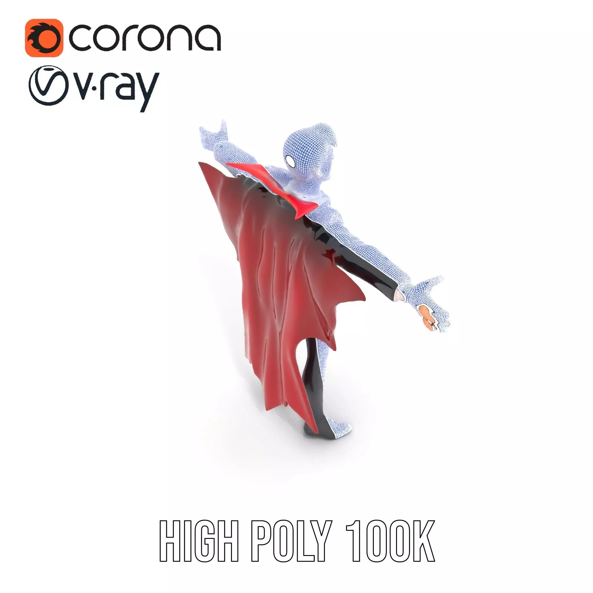 Vampire Character Model Pack with Detailed Cape Low-poly 3D model_24