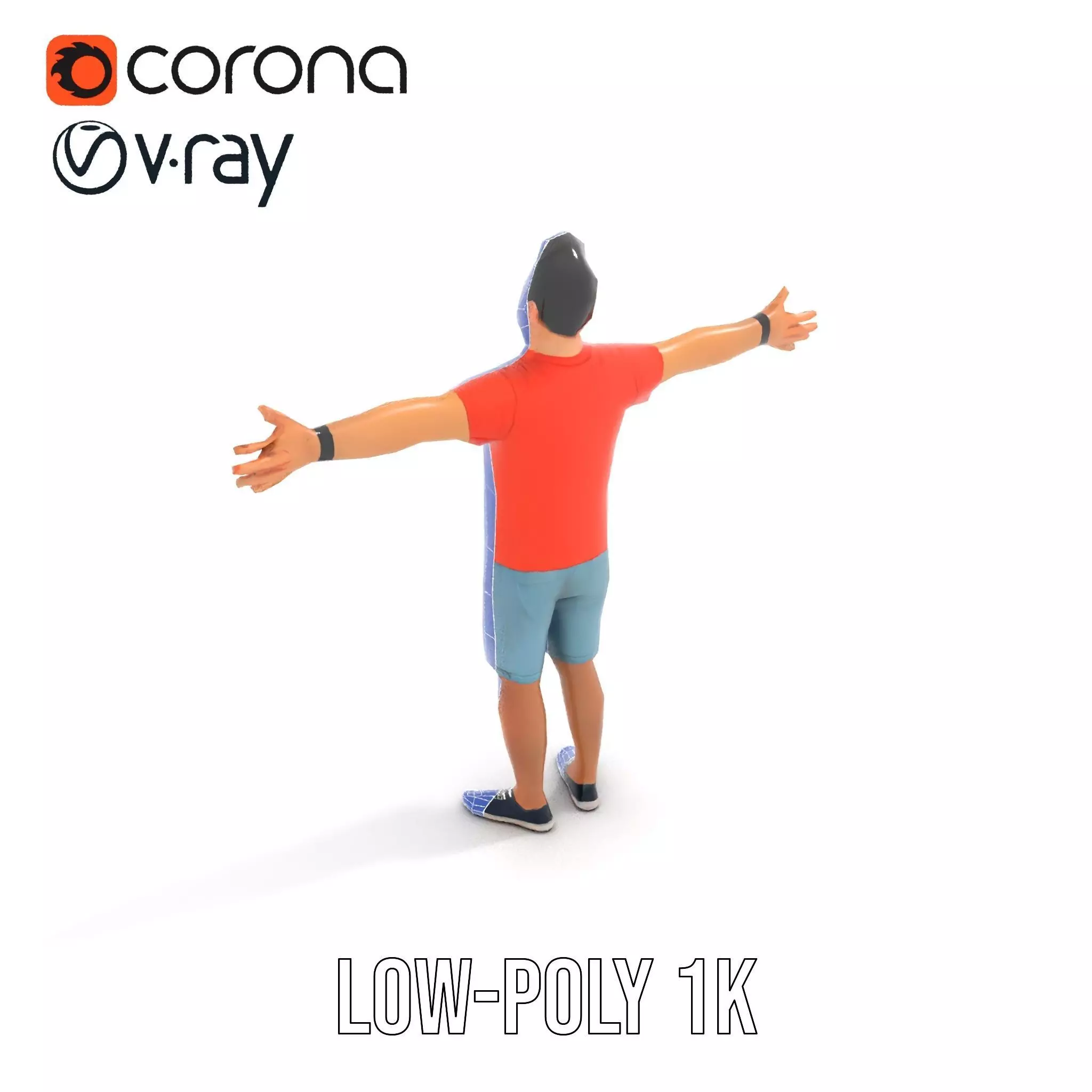 Casual Male Character Model Pack with Detailed Clothing Low-poly 3D model_21