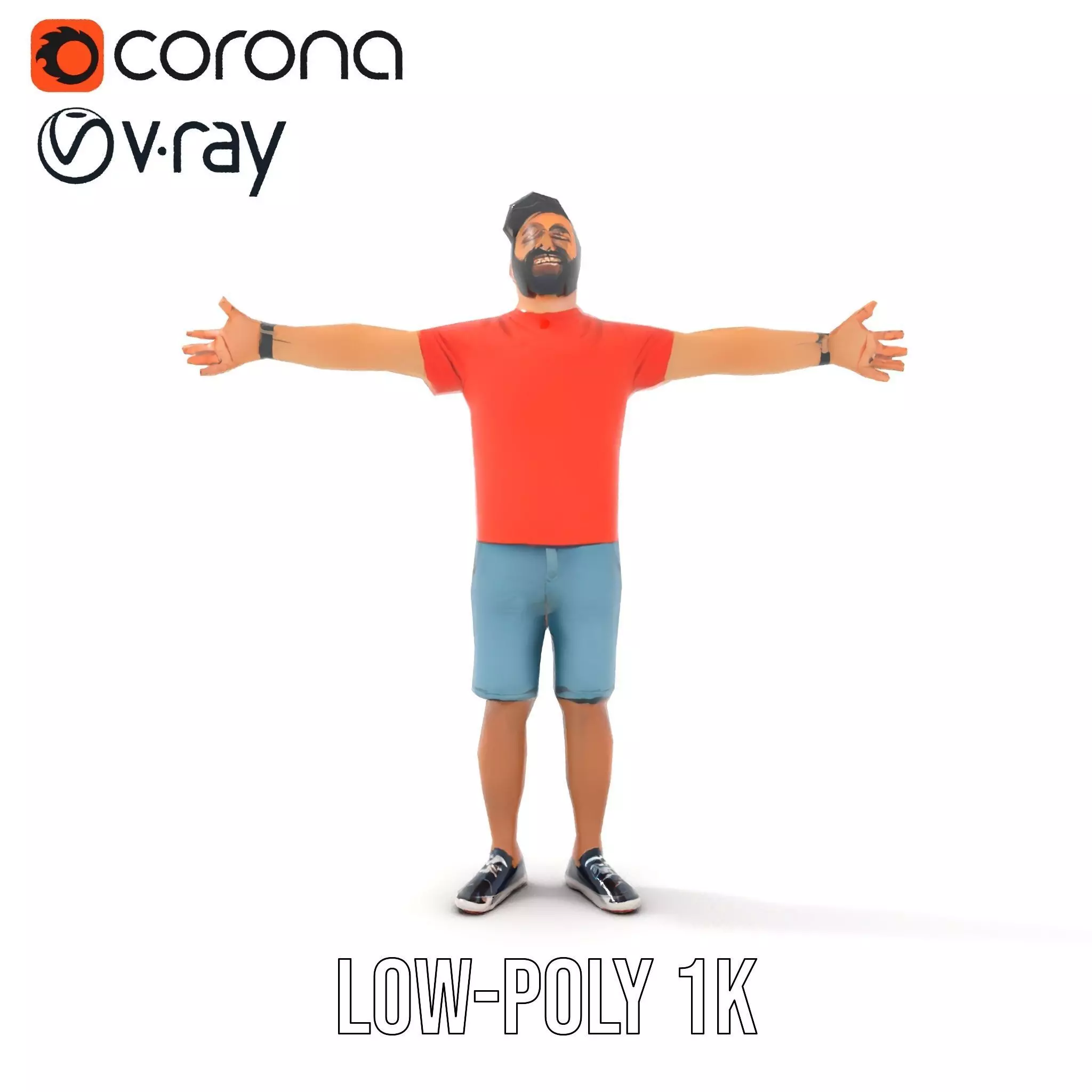 Casual Male Character Model Pack with Detailed Clothing Low-poly 3D model_10