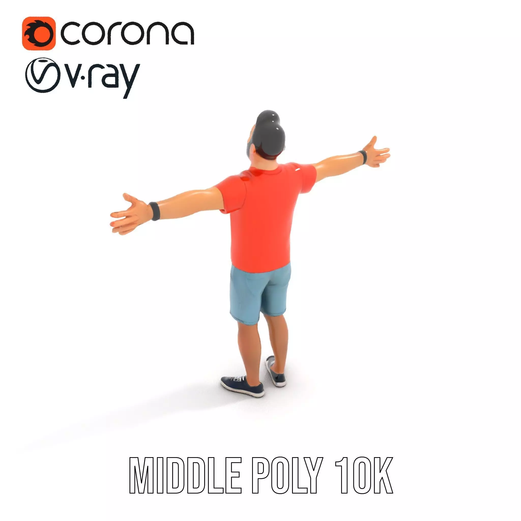 Casual Male Character Model Pack with Detailed Clothing Low-poly 3D model_23