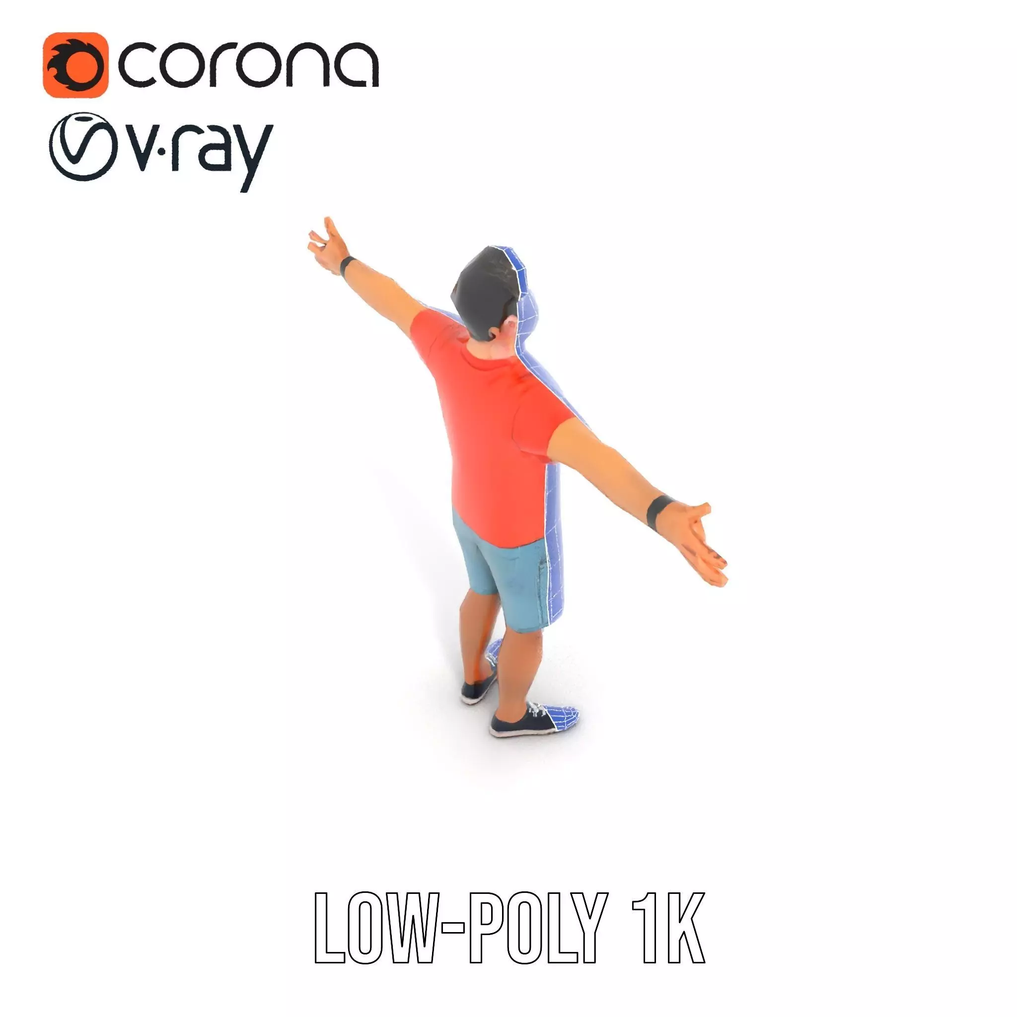 Casual Male Character Model Pack with Detailed Clothing Low-poly 3D model_27