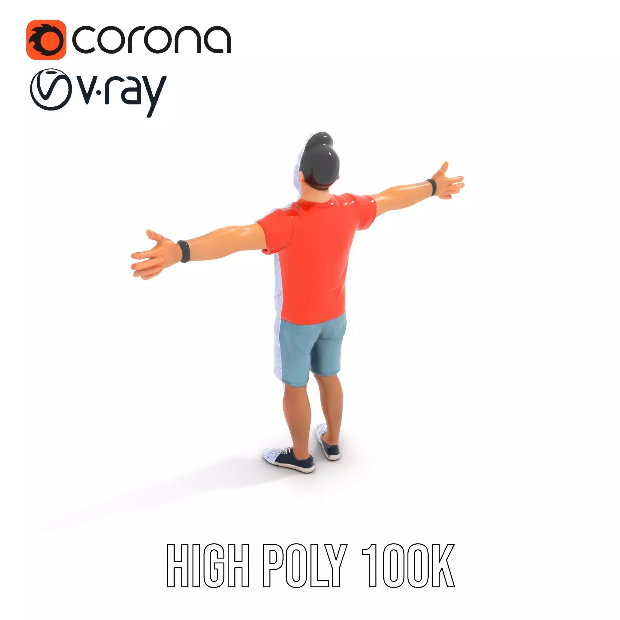 Casual Male Character Model Pack with Detailed Clothing Low-poly 3D model_14