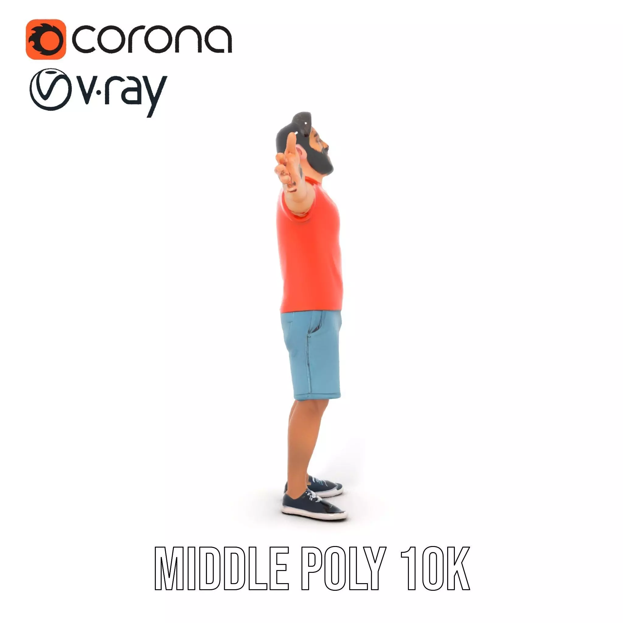 Casual Male Character Model Pack with Detailed Clothing Low-poly 3D model_9