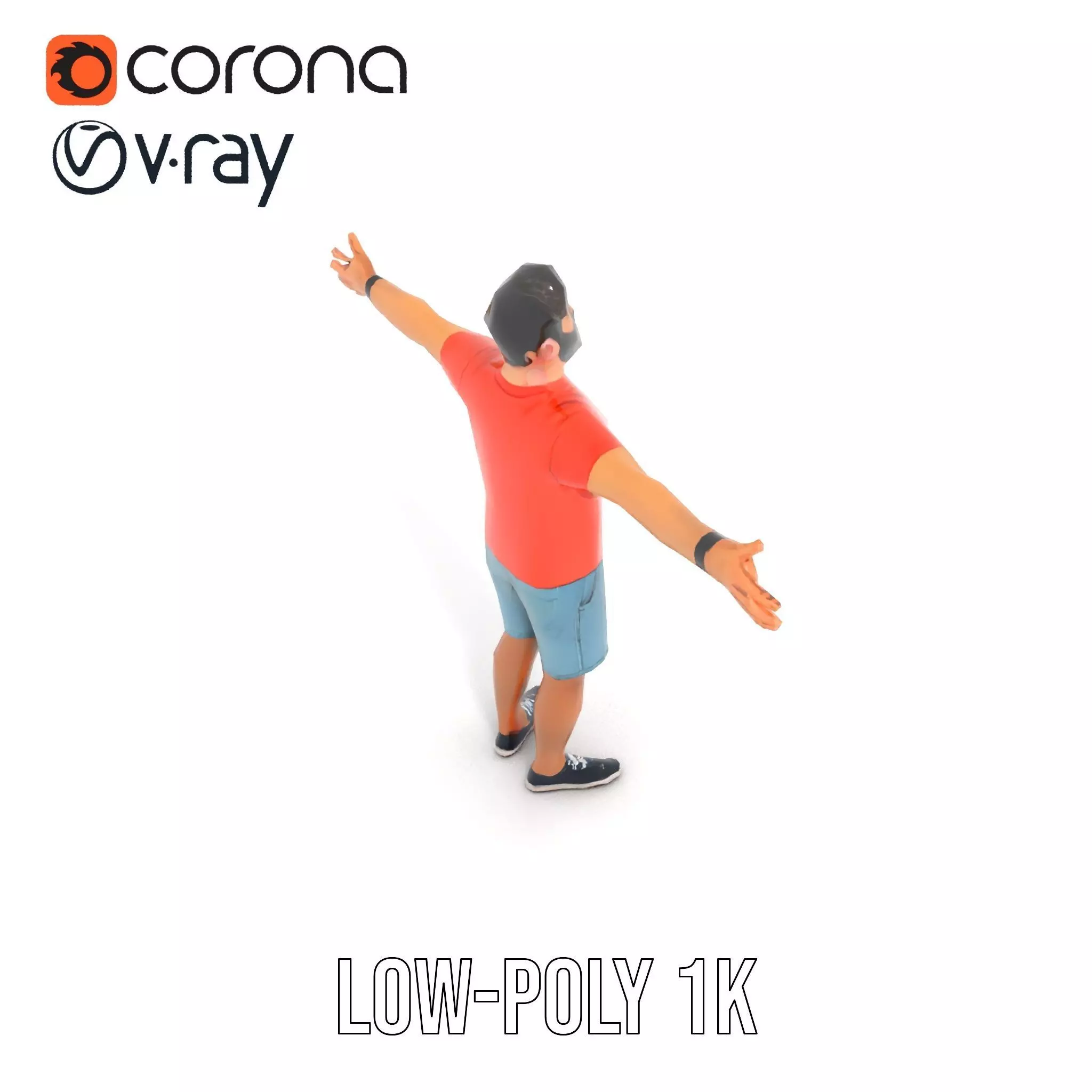 Casual Male Character Model Pack with Detailed Clothing Low-poly 3D model_19