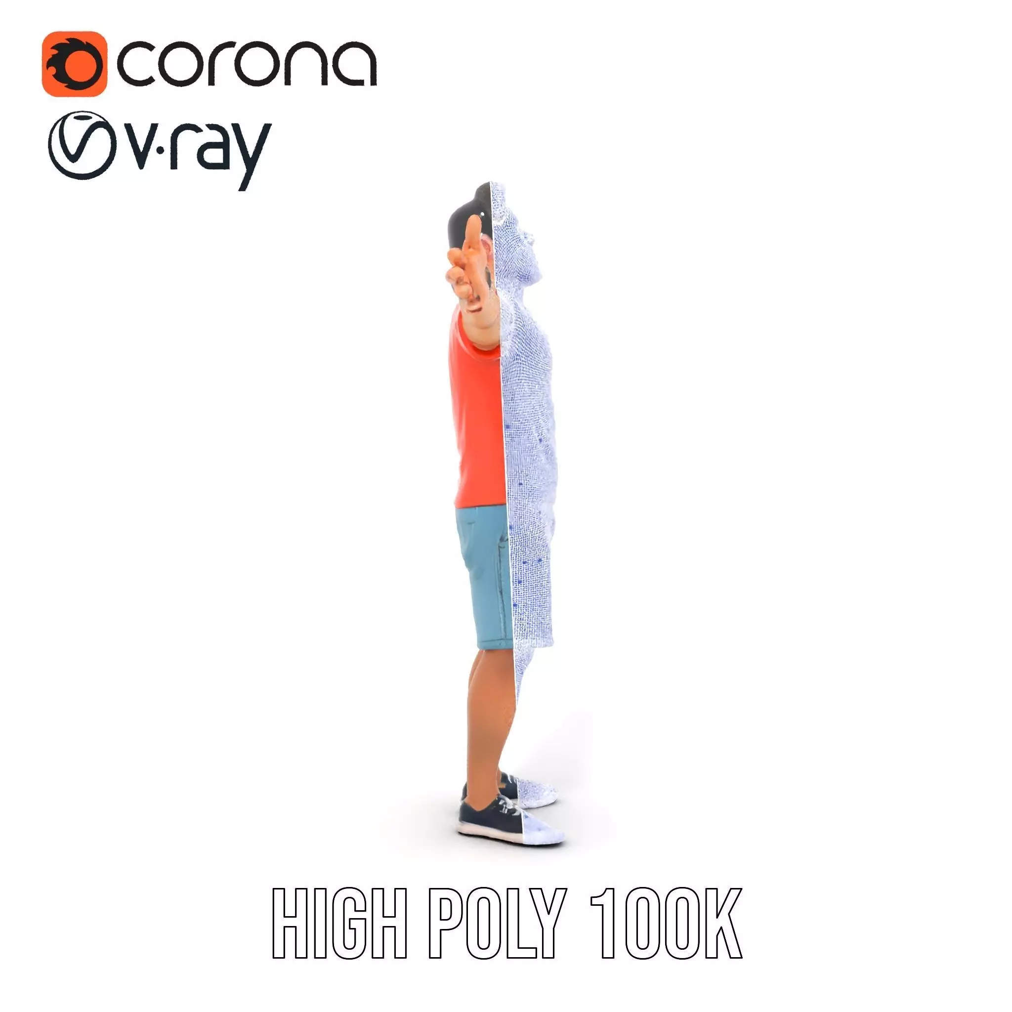 Casual Male Character Model Pack with Detailed Clothing Low-poly 3D model_25