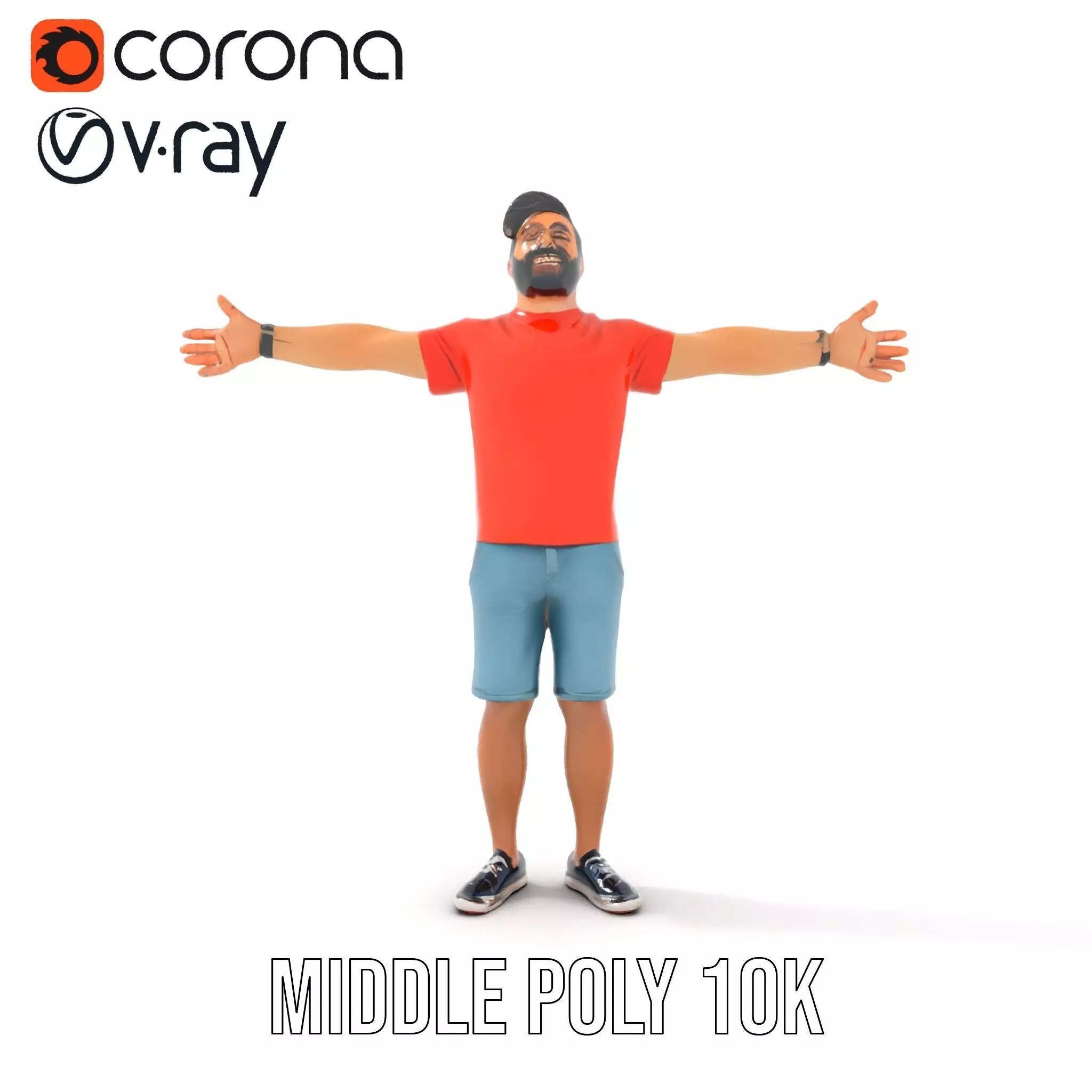 Casual Male Character Model Pack with Detailed Clothing Low-poly 3D model_6