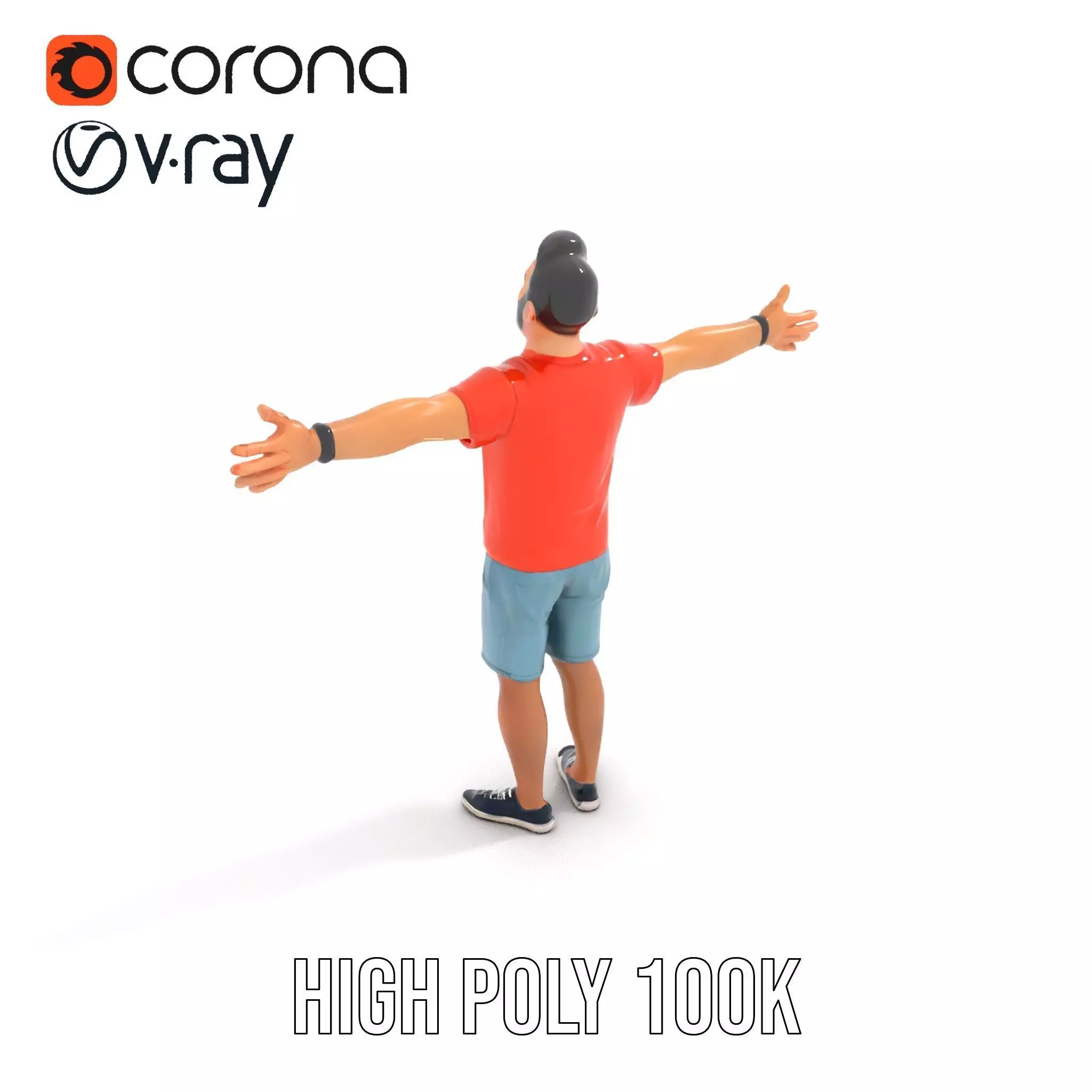 Casual Male Character Model Pack with Detailed Clothing Low-poly 3D model_11