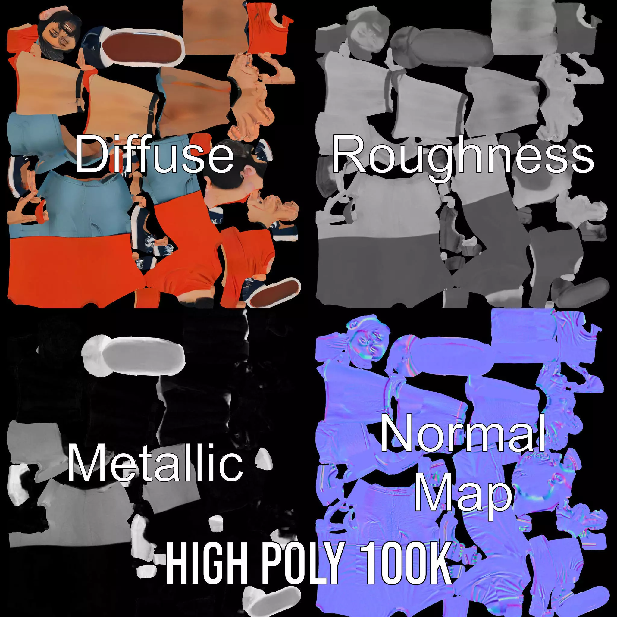 Casual Male Character Model Pack with Detailed Clothing Low-poly 3D model_3