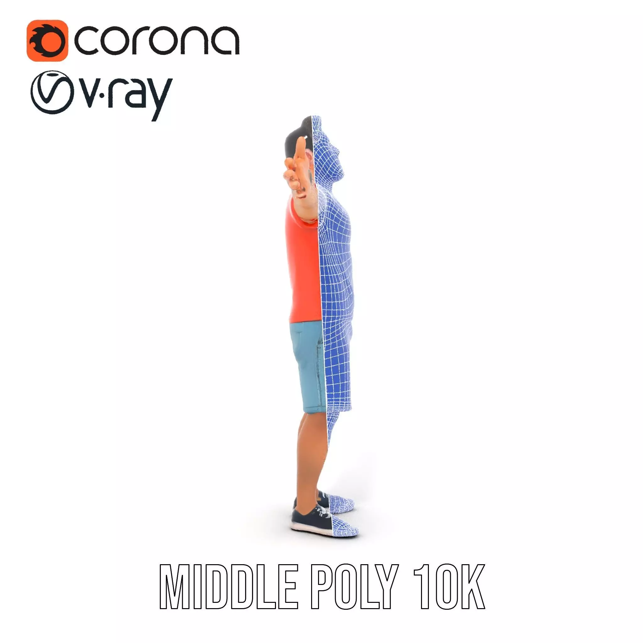 Casual Male Character Model Pack with Detailed Clothing Low-poly 3D model_26