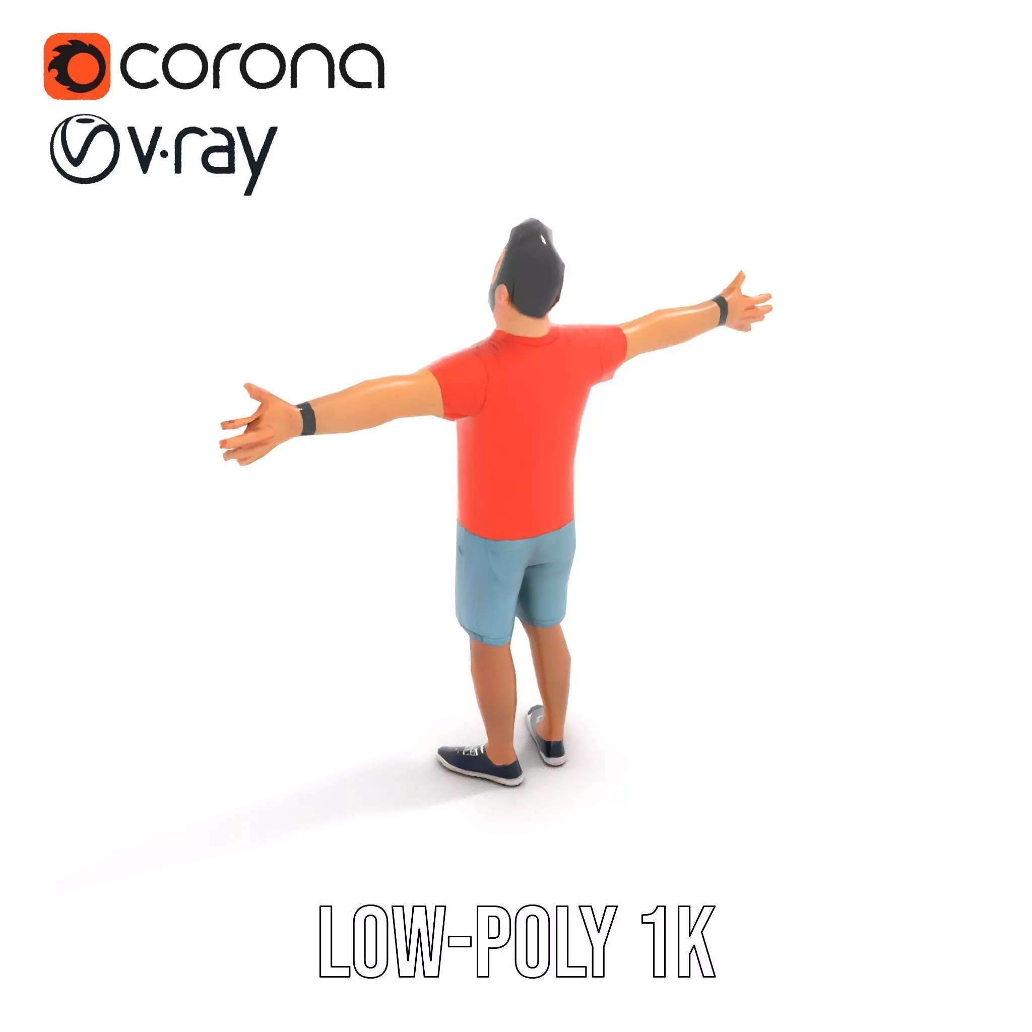 Casual Male Character Model Pack with Detailed Clothing Low-poly 3D model_8