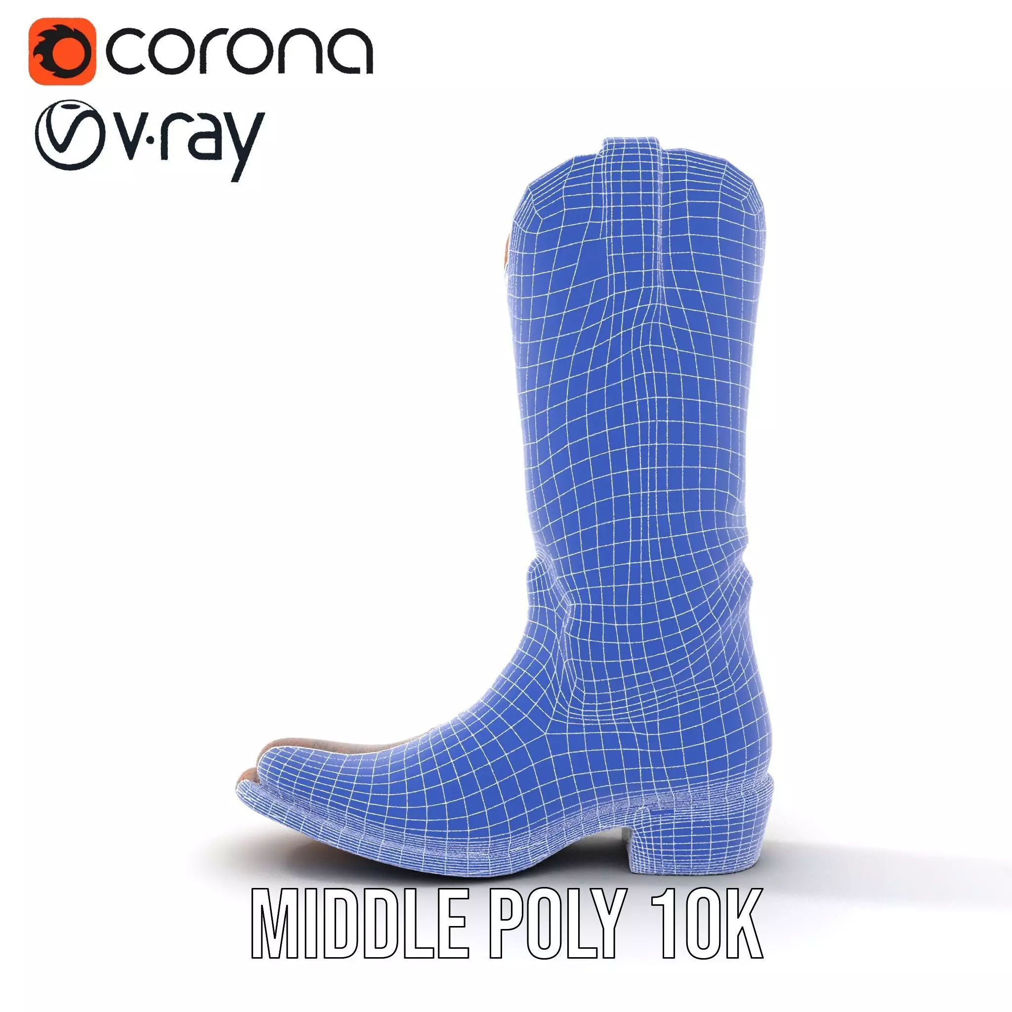 Western Cowboy Boot Model Pack with Intricate Stitching Design Low-poly 3D model_29
