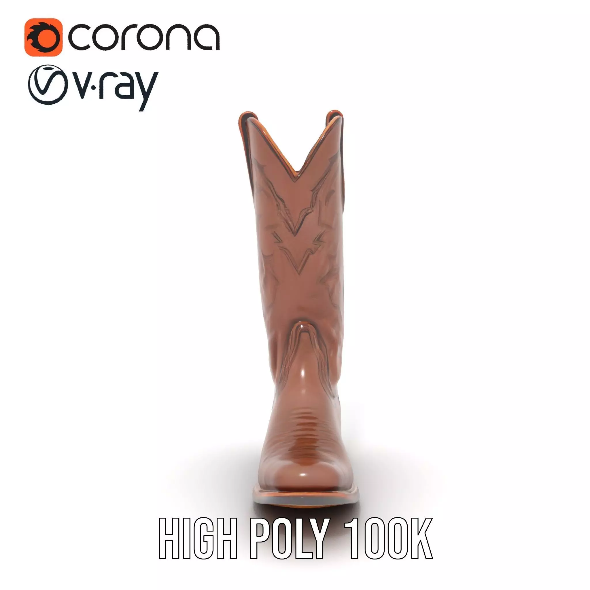 Western Cowboy Boot Model Pack with Intricate Stitching Design Low-poly 3D model_21