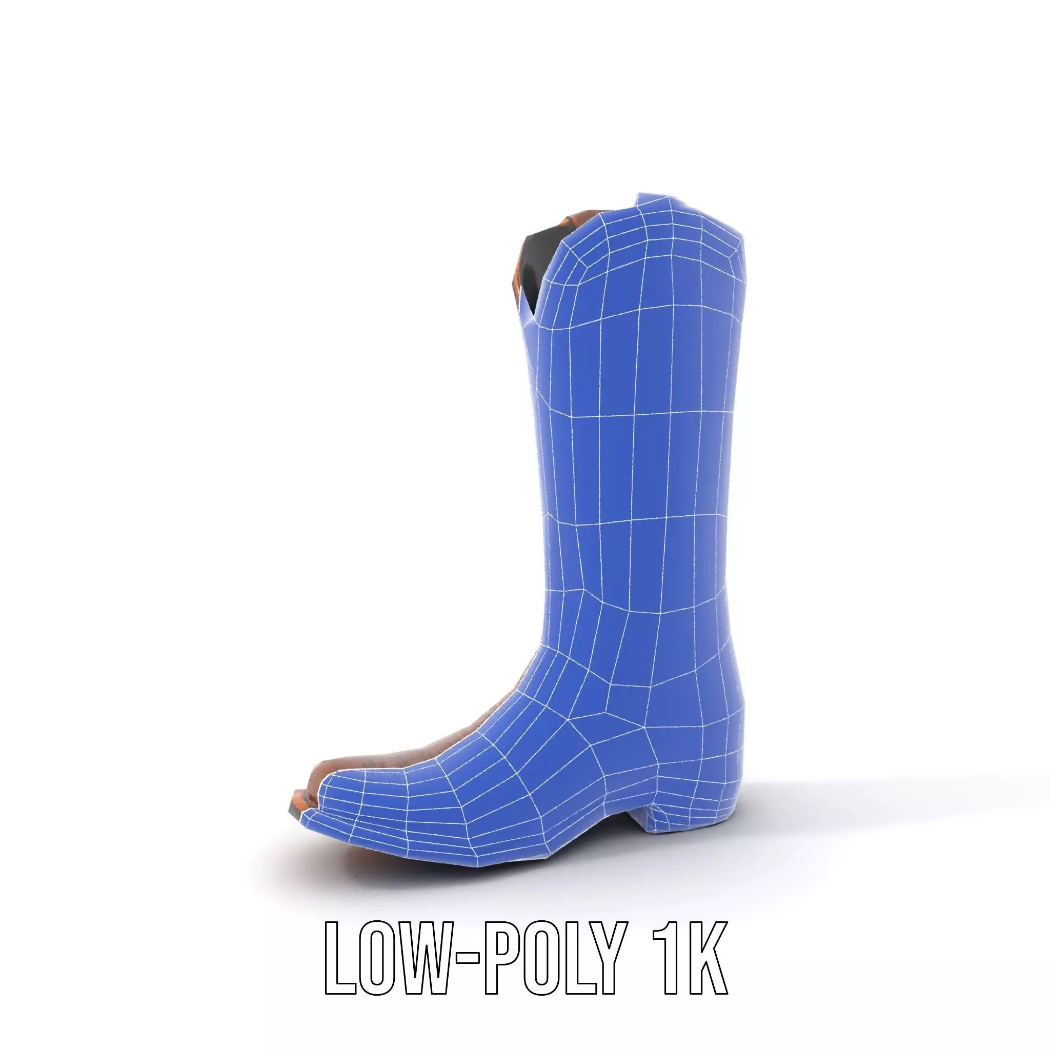 Western Cowboy Boot Model Pack with Intricate Stitching Design Low-poly 3D model_27
