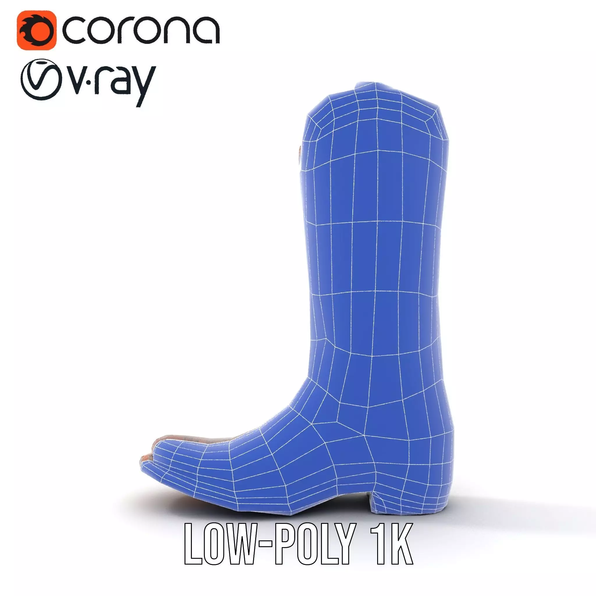 Western Cowboy Boot Model Pack with Intricate Stitching Design Low-poly 3D model_30