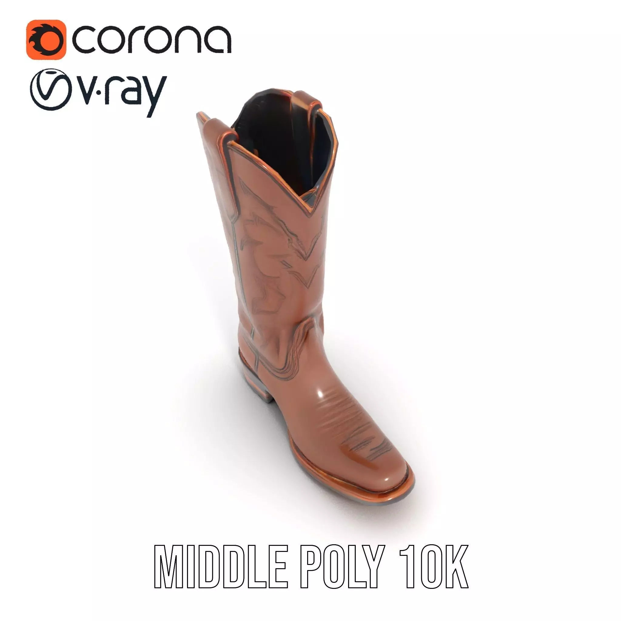 Western Cowboy Boot Model Pack with Intricate Stitching Design Low-poly 3D model_22